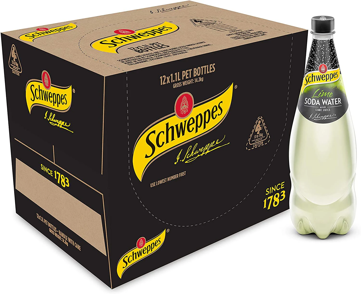 Schweppes Lime Soda Water with Lime Juice, 12 x 1.1L