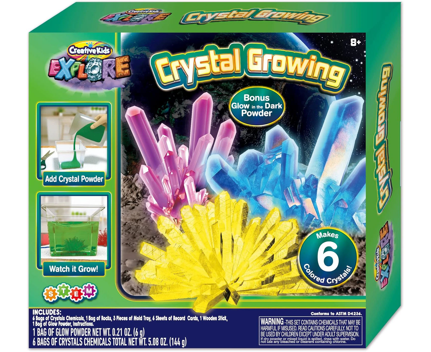 Creative Kids, Crystal Growing Kit, Add Crystal Powder and Watch It Grow, Ages 8+