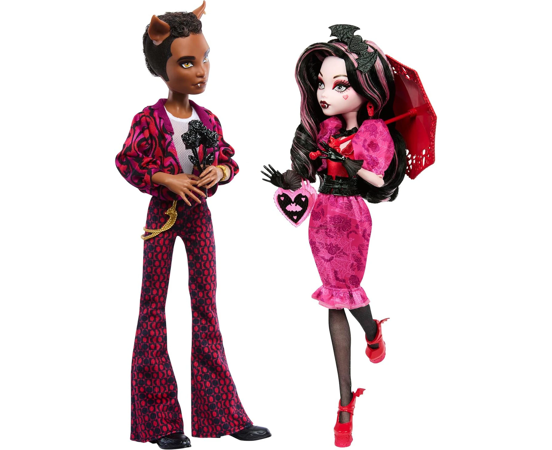 Monster High Howliday Love Edition Dolls, Draculaura and Clawd Wolf Collector Two-Pack with Valentine's Accessories and Displayable Packaging