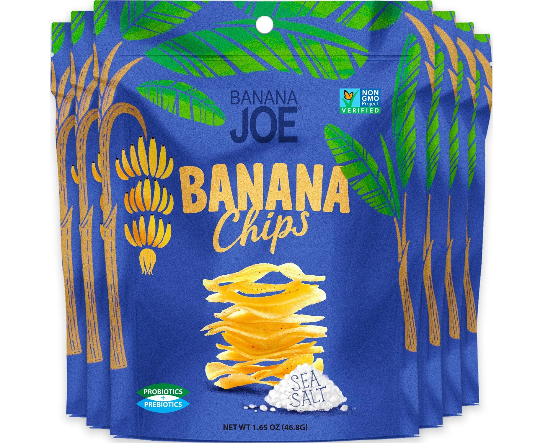 BANANA JOE Banana Chips Sea Salt, 6 x 46.8 g