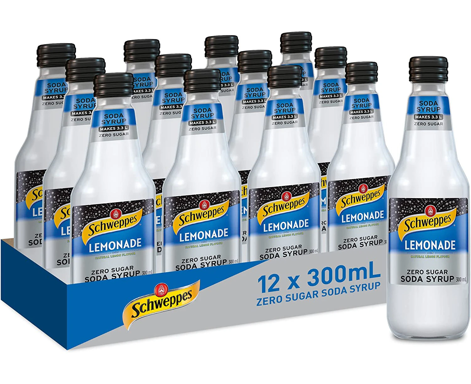 Schweppes Lemonade Soda Syrup - 300ml x 12 Glass