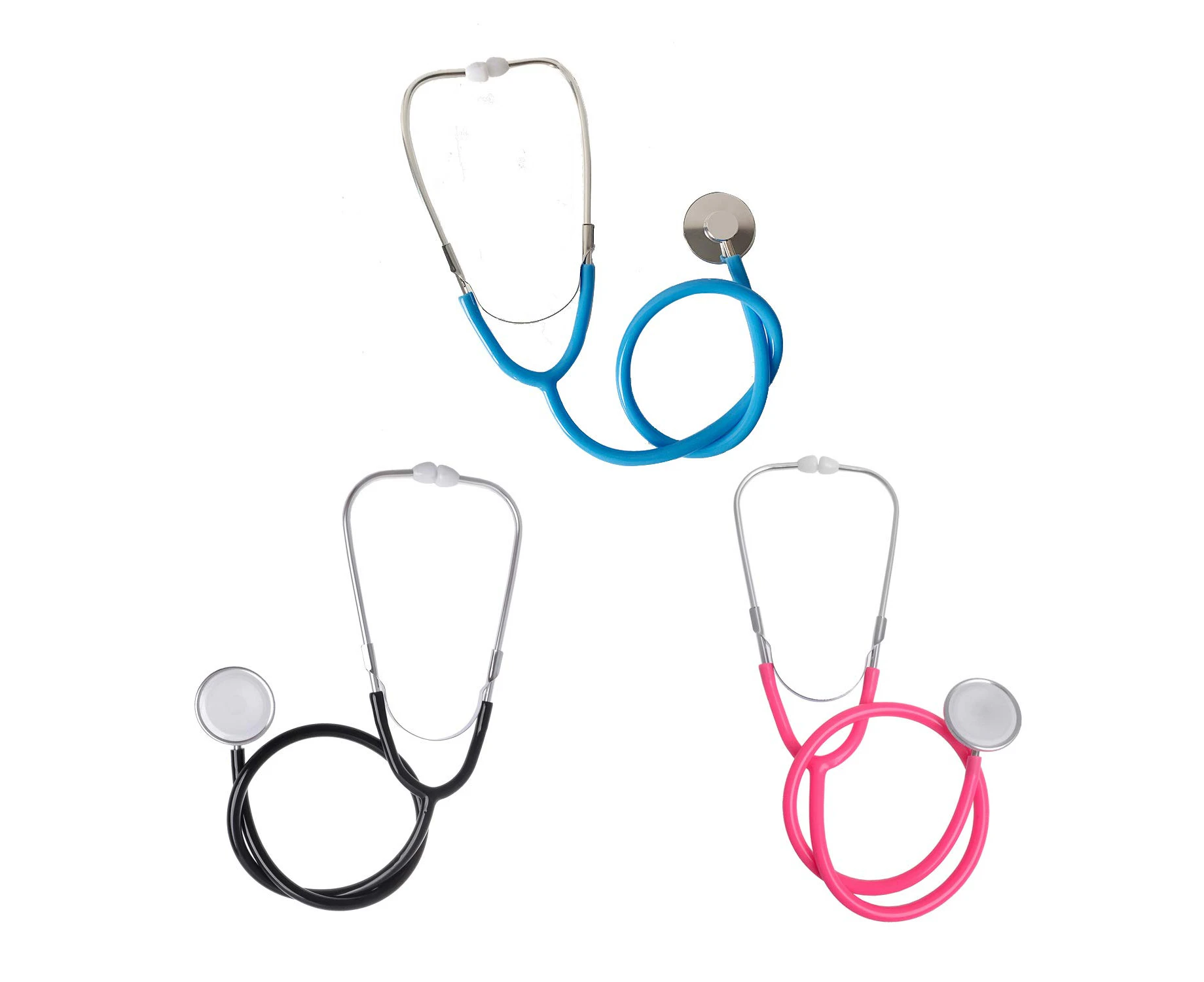 Yowming 3 Pieces Stethoscope Toy, Real Working Stethoscope for Kids Role Play,Cosplay, Educational Equipment, Pink,Blue and Black