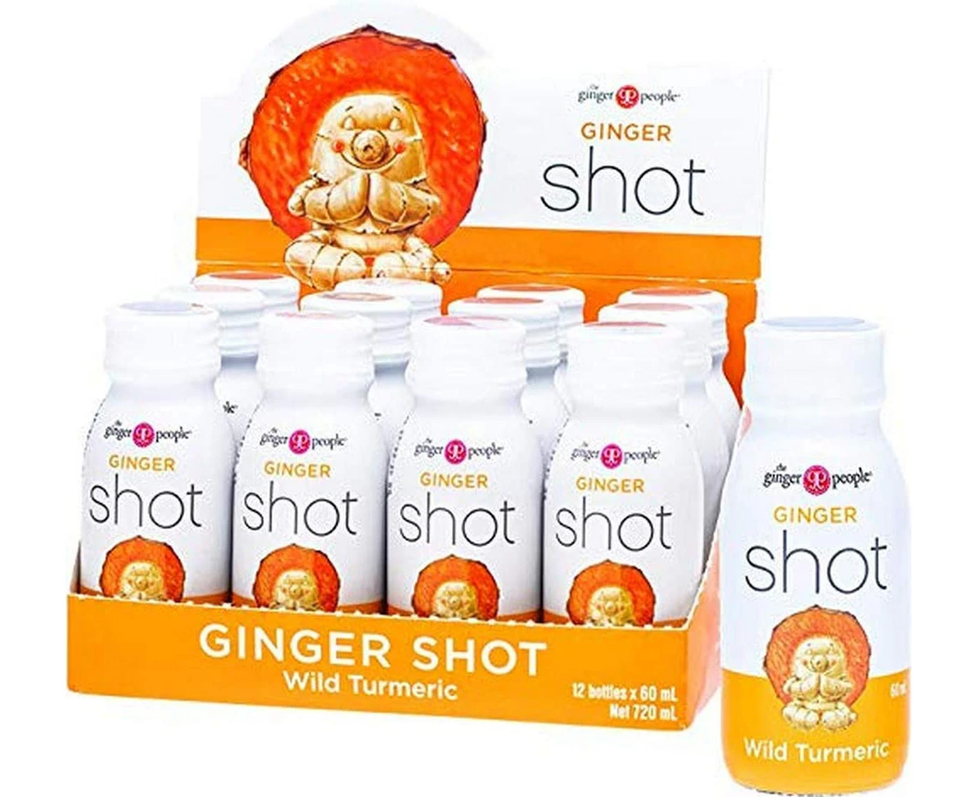 Ginger Shots by The Ginger People – Immunity Boosting, Caffeine Free Energy, Digestive Heath, Turmeric Flavor, 59ml (Pack of 12)