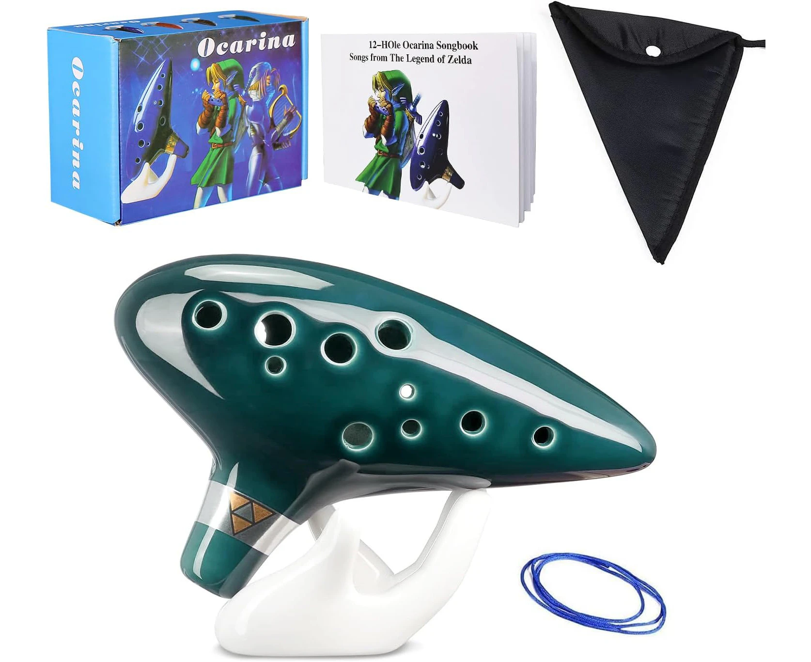 Zelda Ocarina, 12 Hole Alto C Zelda Ocarinas, Ocarina Instrument With Neck Strap Cord And Songbook (Songs From The Legend Of Zelda), Gift Box, Hand-shape D