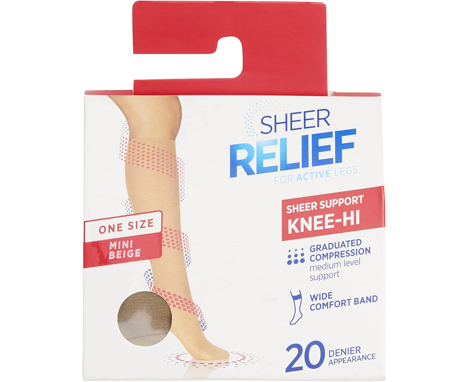 Sheer Relief Support Knee Hi, One Size Fits All