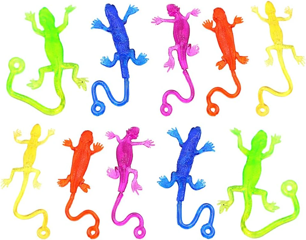 Toddmomy Childrens Tylonal 12Pcs Stretchy Lizard Toys Rubber Sticky Lizard Stretchy Sticky Toys Party Favors for Kids Reptichip