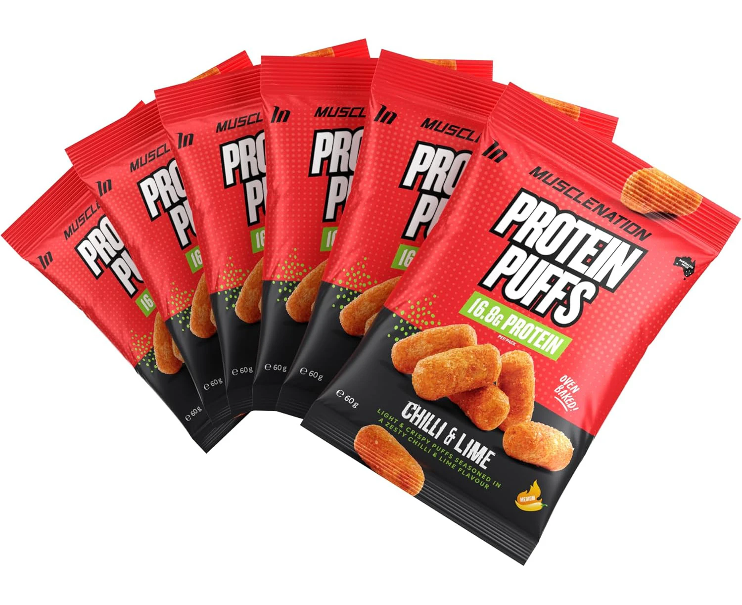 Muscle Nation Chilli Lime Protein Puffs 6 x 60g