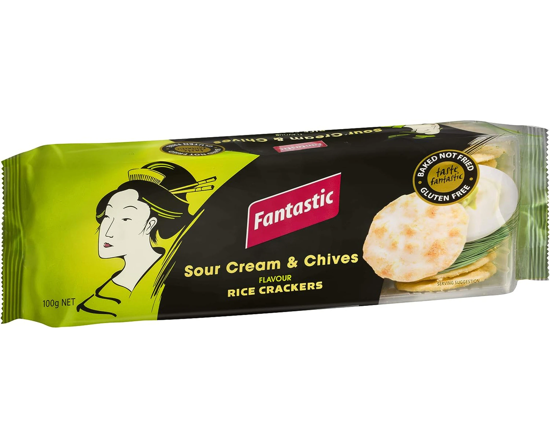 Fantastic Rice Crackers Sour Cream & Chives, 100 g