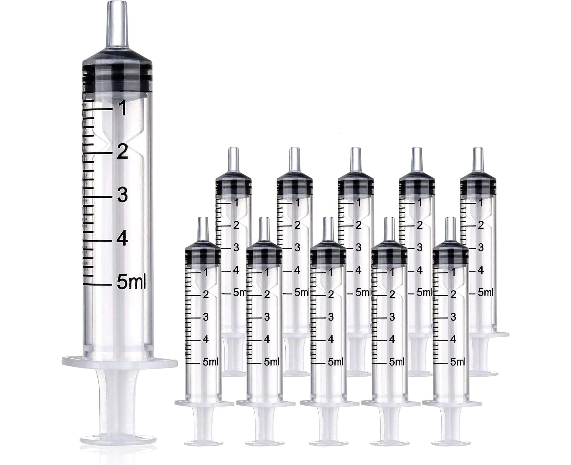 10Pack 5ml Plastic Syringes With Luer Slip Tip, Individually Sealed with Measurement for Refilling and Measuring Liquids, Scientific Labs Experiment, Feedi