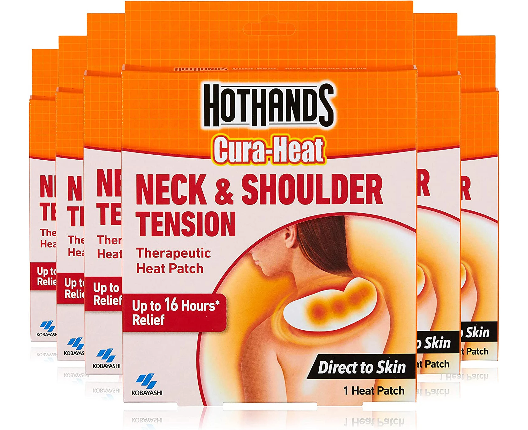 HOTHANDS CuraHeat Neck and Shoulder Tension Therapeutic Heat Patch 1P x Pack, 6 Count