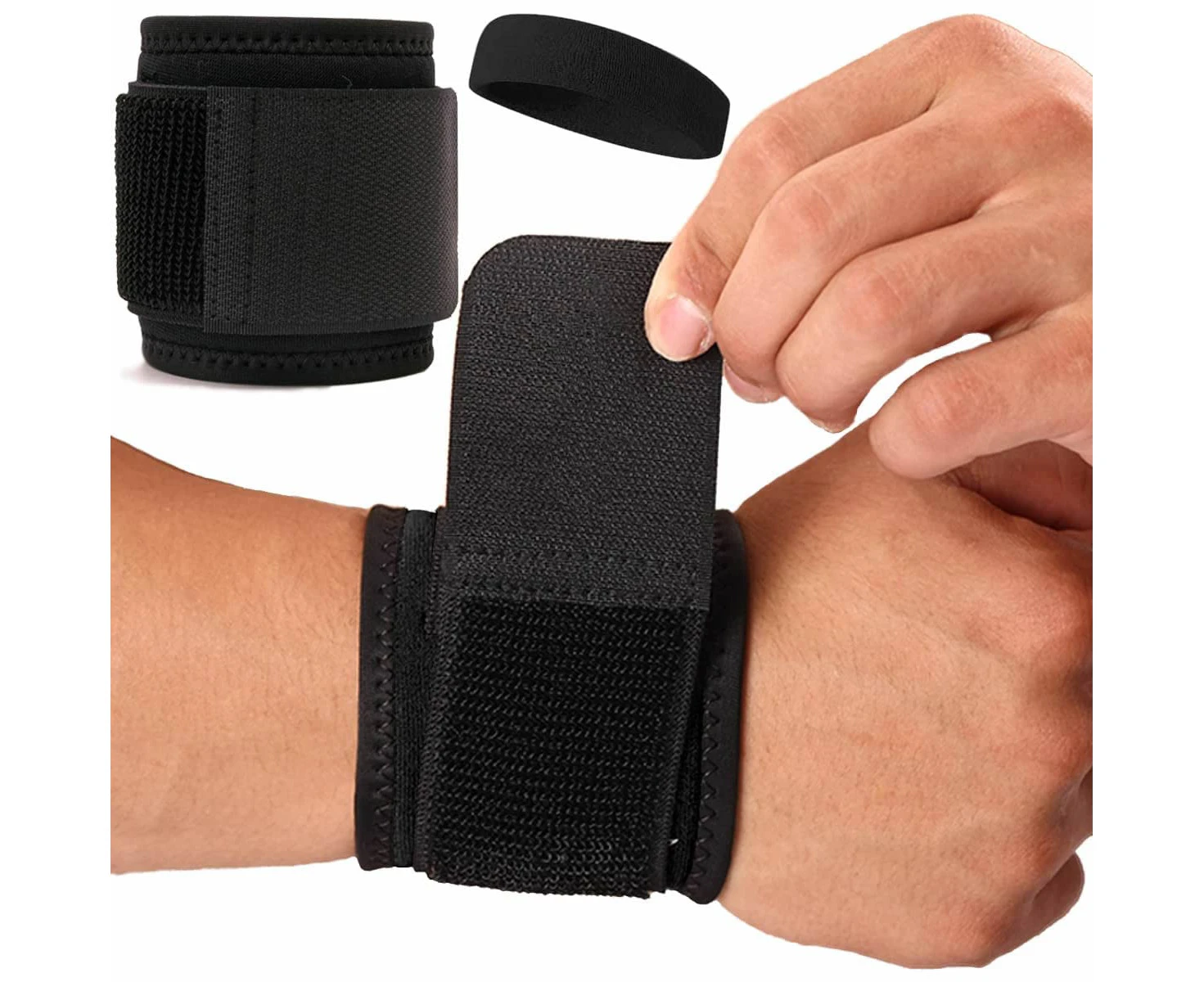 Wrist Brace, 2 PACK Wrist Wraps for Carpal Tunnel for women and men. Wrist Straps for Weightlifting, Working Out and Pain Relief. Flexible, Highly Elastic,