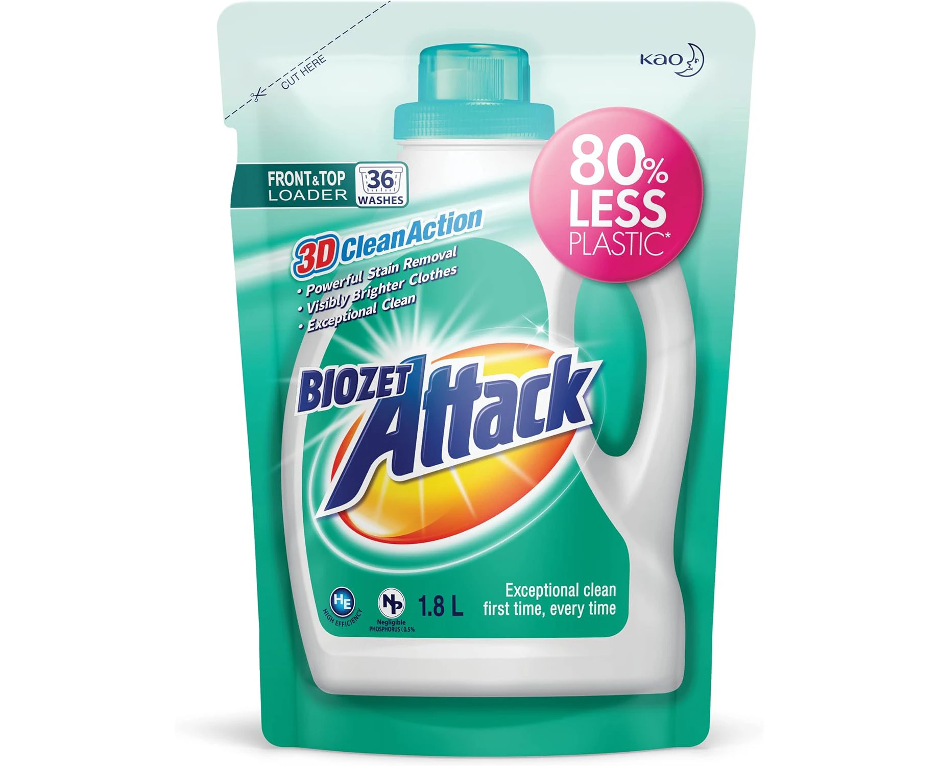 BIOZET ATTACK 3D Clean Action Laundry Liquid Detergent Refill