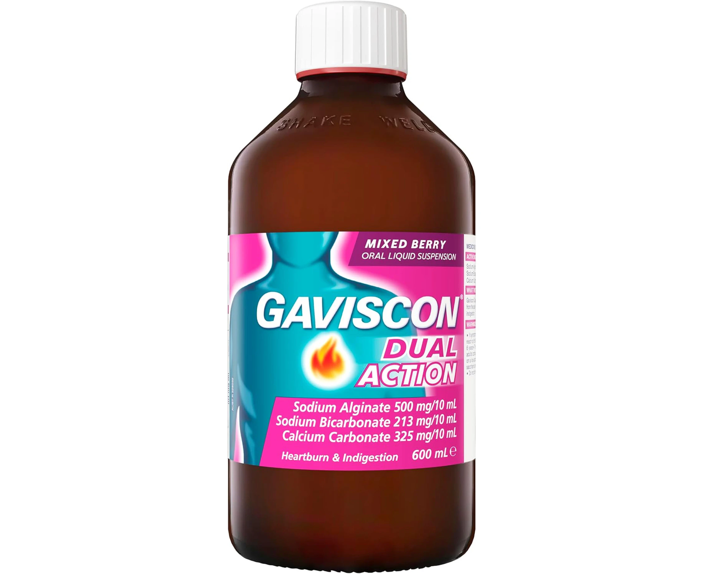 Gaviscon Dual Action Liquid Heartburn and Indigestion Relief, Mixed Berry 600ml