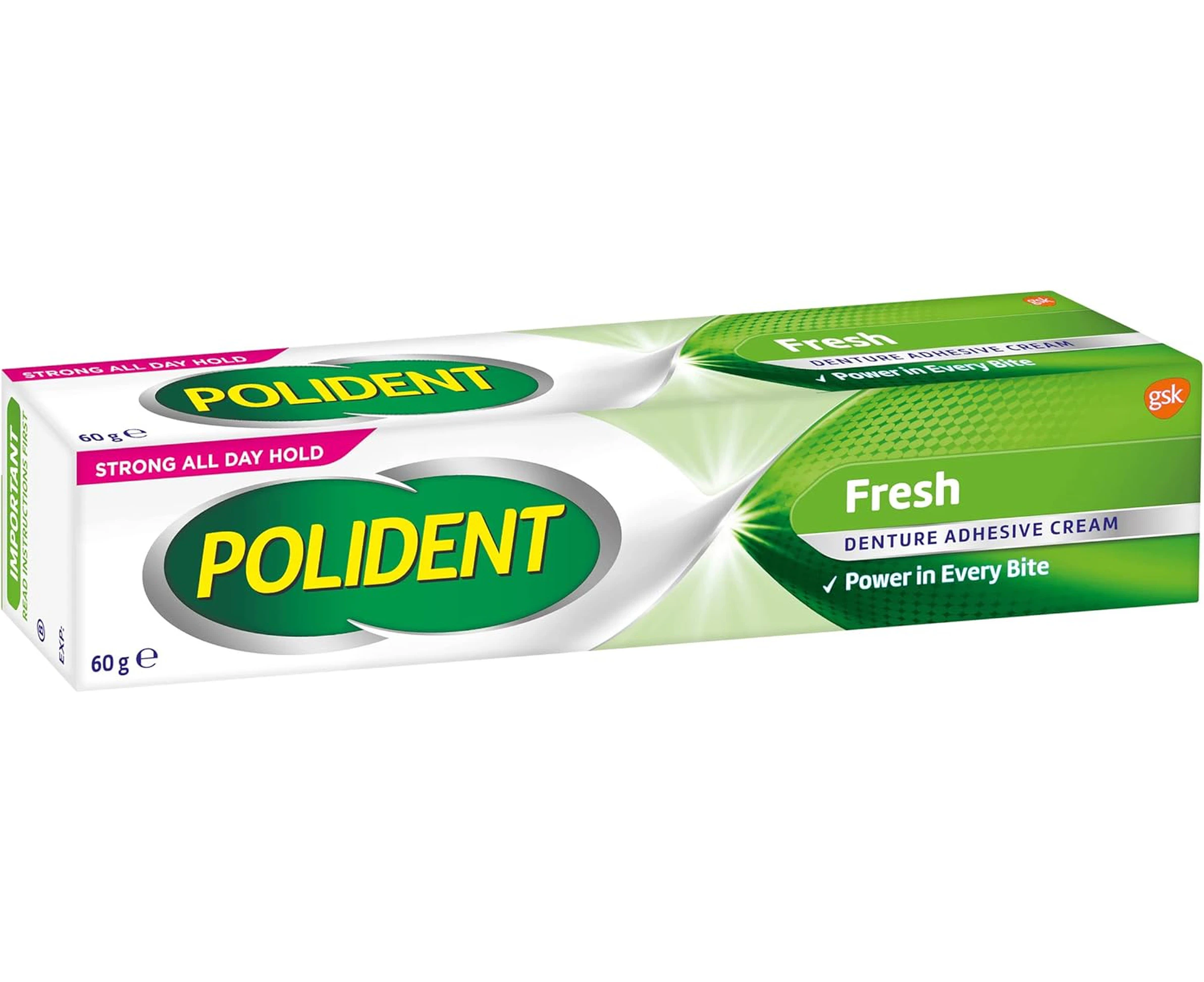 Polident Denture Adhesive Cream, Fresh Mint, 60g