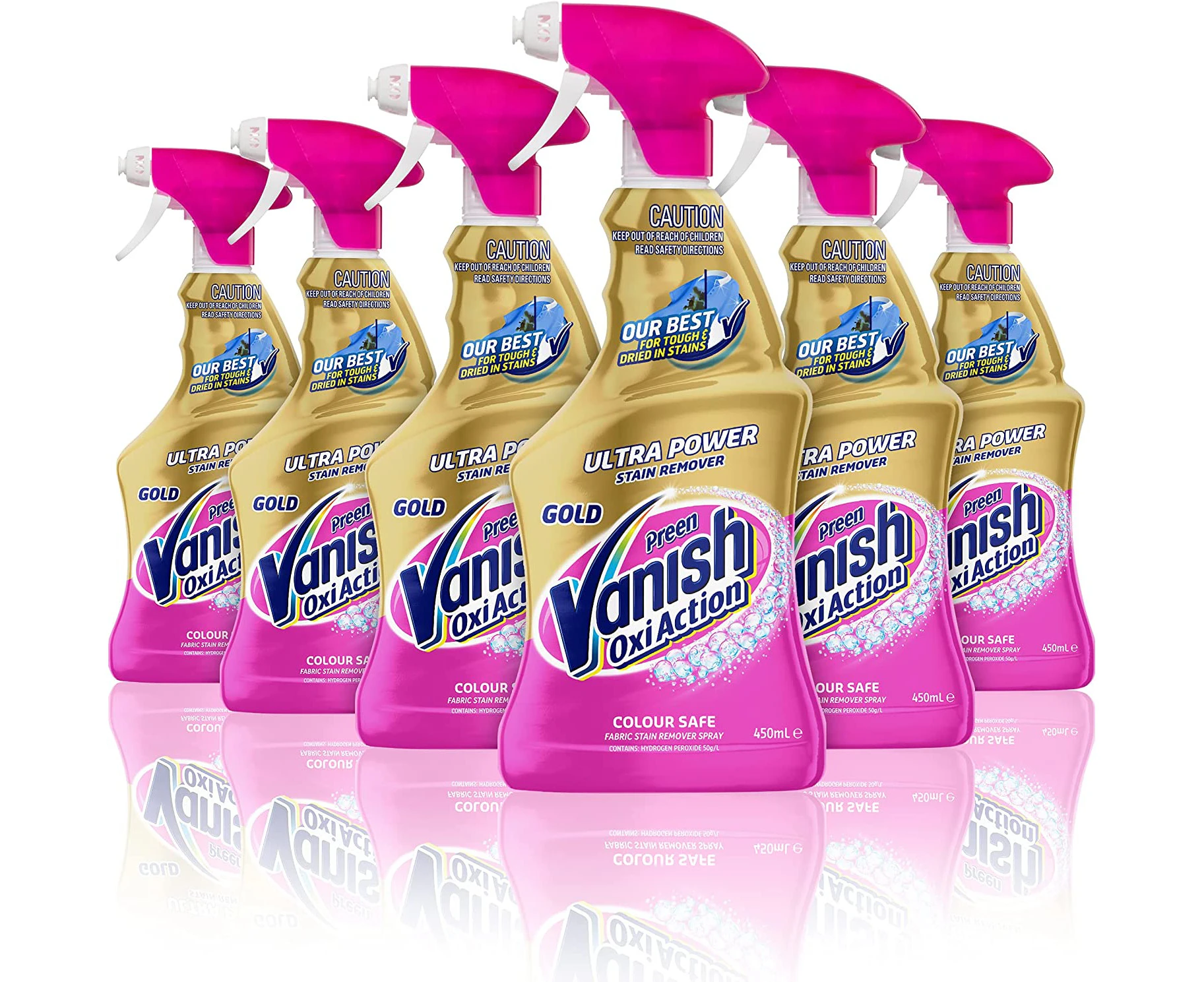 Vanish Preen Gold Trigger Stain Remover Spray, 450mL (Pack of 6)