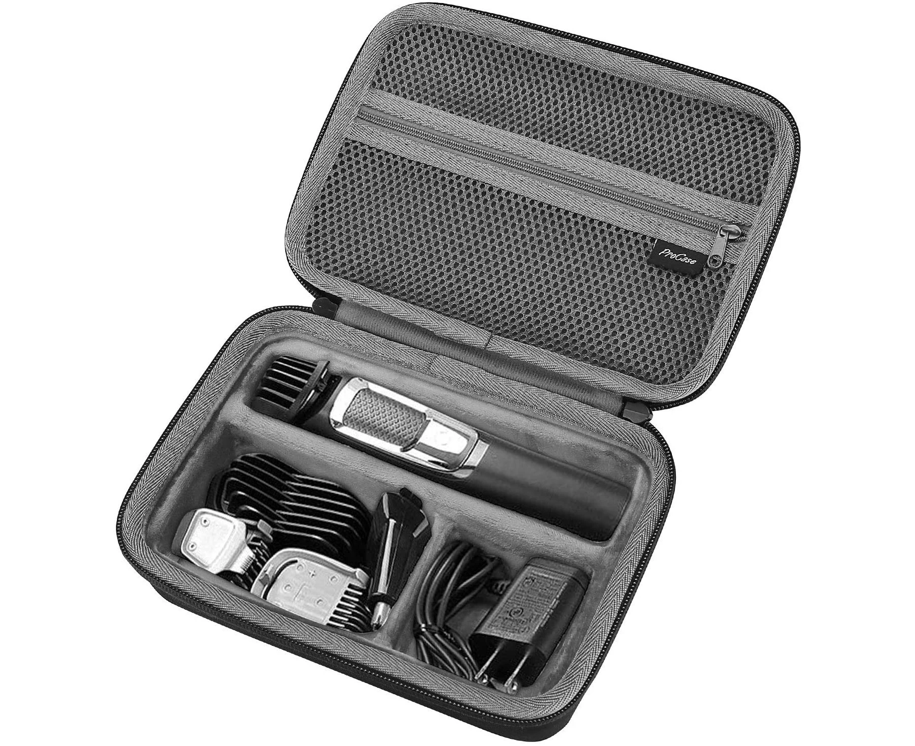 ProCase Hard Travel Case for Philips Norelco Multigroom Series 3000 5000 7000 MG3750 MG5750/49 MG7750/49 Men's Electric Trimmer Shaver and Attachments -Bla