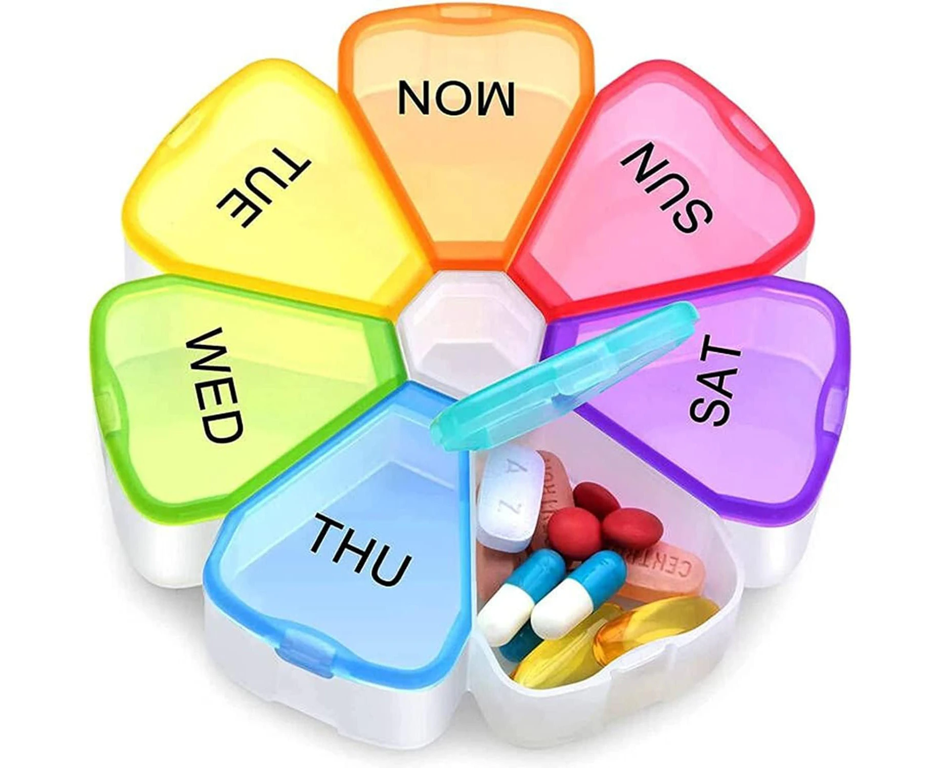 Weekly Pill Box Organiser,1 Pack Portable Pill Box,Weekly Pill Organizer Medicine Organizer, Pill Dispensers Box,7 Day Pill Cases,Pill Box Medicine Case,Fl