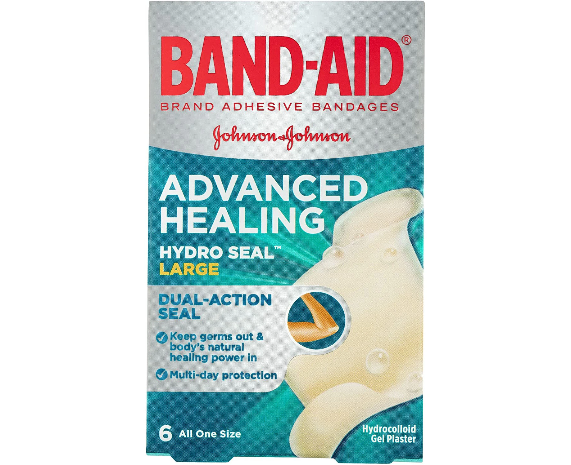 Band-Aid Advanced Healing Hydro Seal Large Gel Plasters 6 Pack |Cover and protect minor wounds