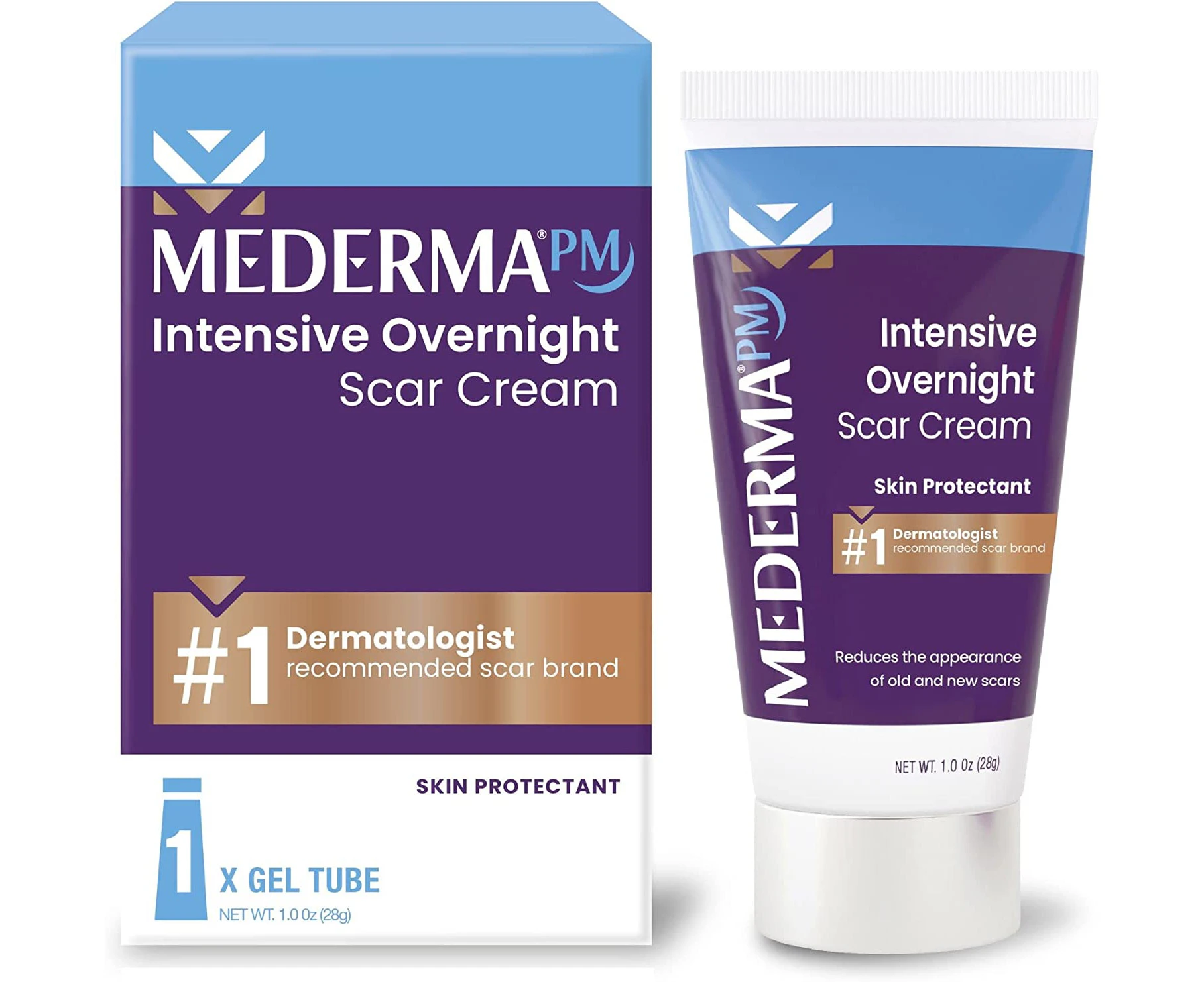 Mederma PM Intensive Overnight Scar Cream - Advanced Scar Treatment that Works with Skin's Nighttime Regenerative Activity - 1.0 oz (28g), White