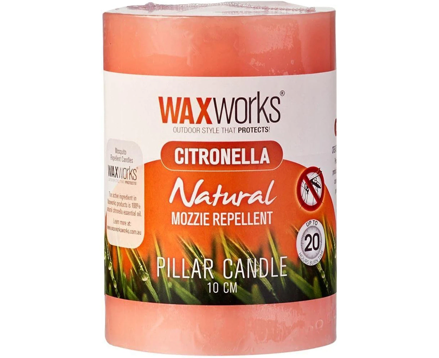 Waxworks Citronella Pillar Candle - 20 Hour Burn Time Mosquito Repellant Candle for Outdoor Use - Long Lasting Citronella Candle - Assorted Colours