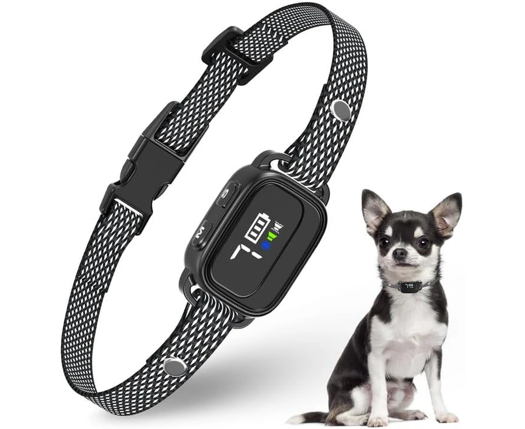 RICIVI Anti-Bark Collar for Small Dogs, No Shock Anti Barking Collars with 7 Sensitivities, 3 Adjustable Modes Beep & Vibration, IP67 Waterproof - Effectiv