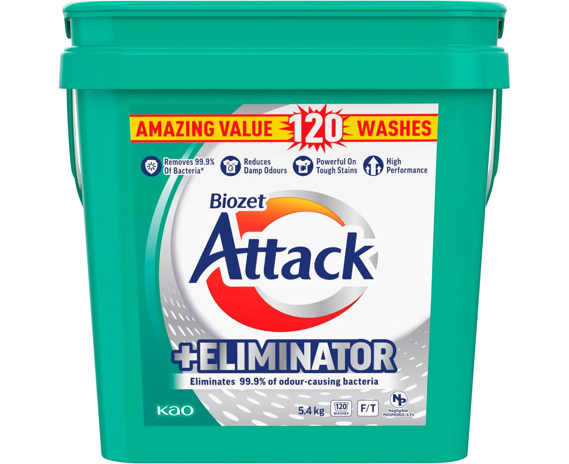 Biozet Attack Plus Eliminator Laundry Powder Detergent, 5.4 kilograms