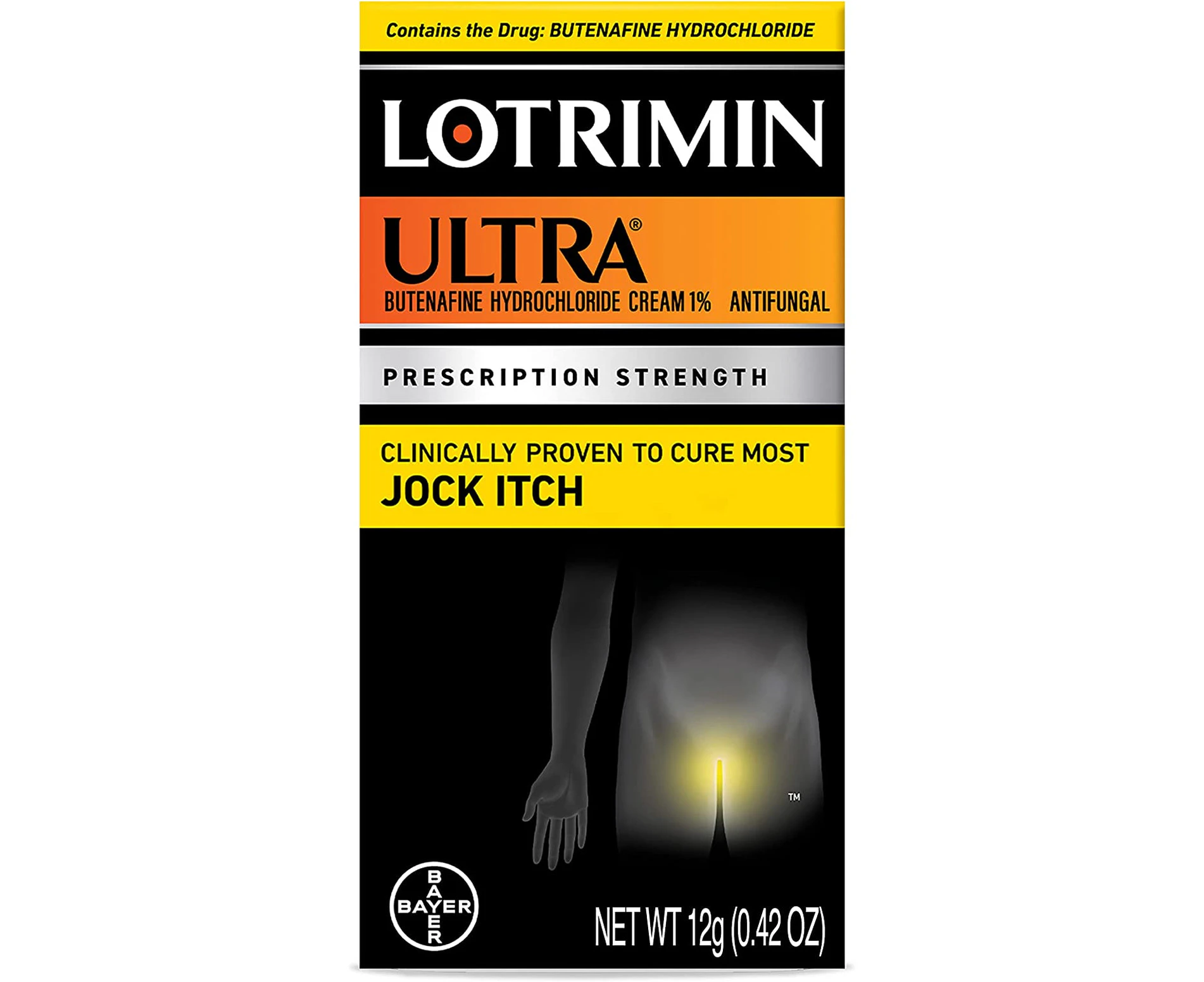 Lotrimin Ultra Antifungal Jock Itch Cream, Prescription Strength Butenafine Hydrochloride 1% Treatment, Clinically Proven to Cure Most Jock Itch, Cream, 0.