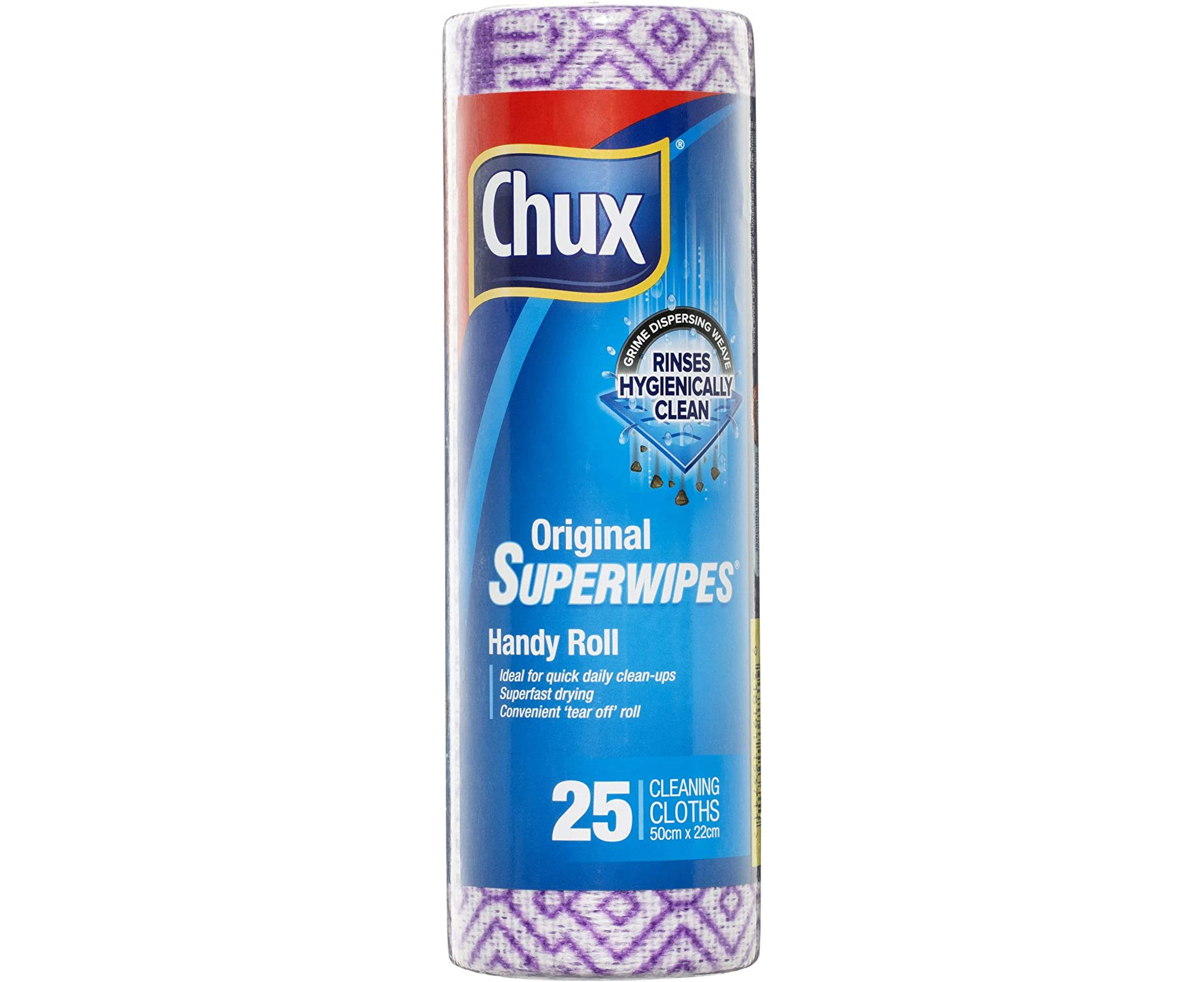 Chux Original Superwipes Handy Roll, Superfast Drying and Ideal for Everyday Use, 25 Count