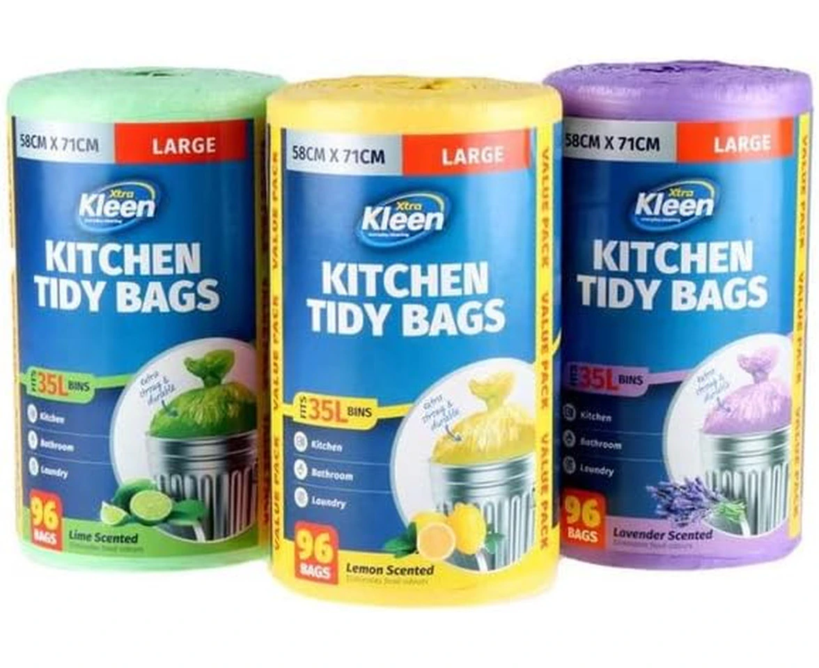 Xtra Kleen Scented Kitchen Tidy Garbage Bin Liner 96-Piece Set, 35 Litre Capacity