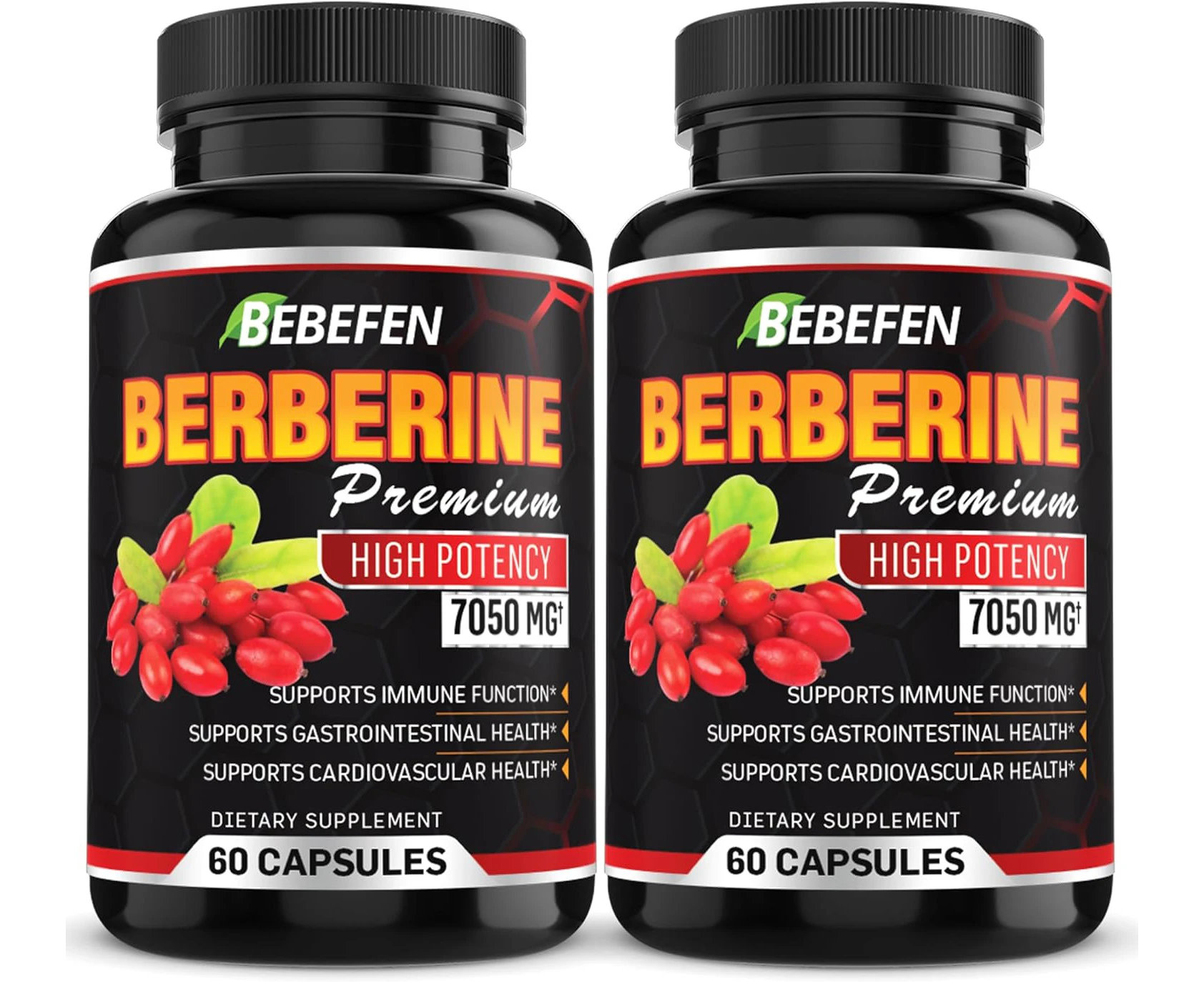 2 Packs Premium Berberine Supplement - 7050mg Formula Pills with Black Pepper Extract - 4 Month Supply - Berberine Supplement for Supports Glucose Metaboli