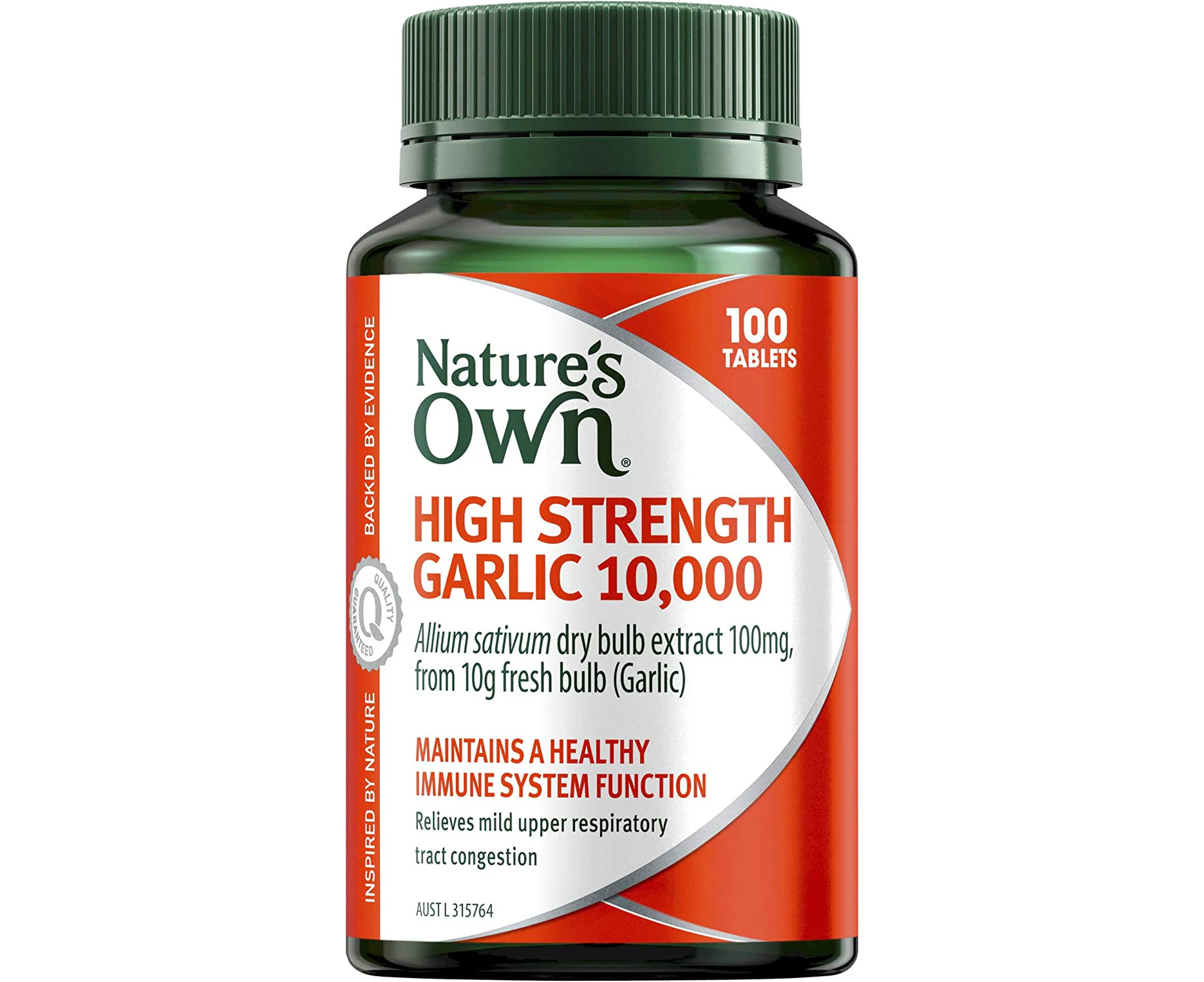 Nature’s Own High Strength Garlic 10000 Tablets 100 - Reduces Mild Upper Respiratory Tract Congestion - Supports Healthy Immune System Function & Cardiovas