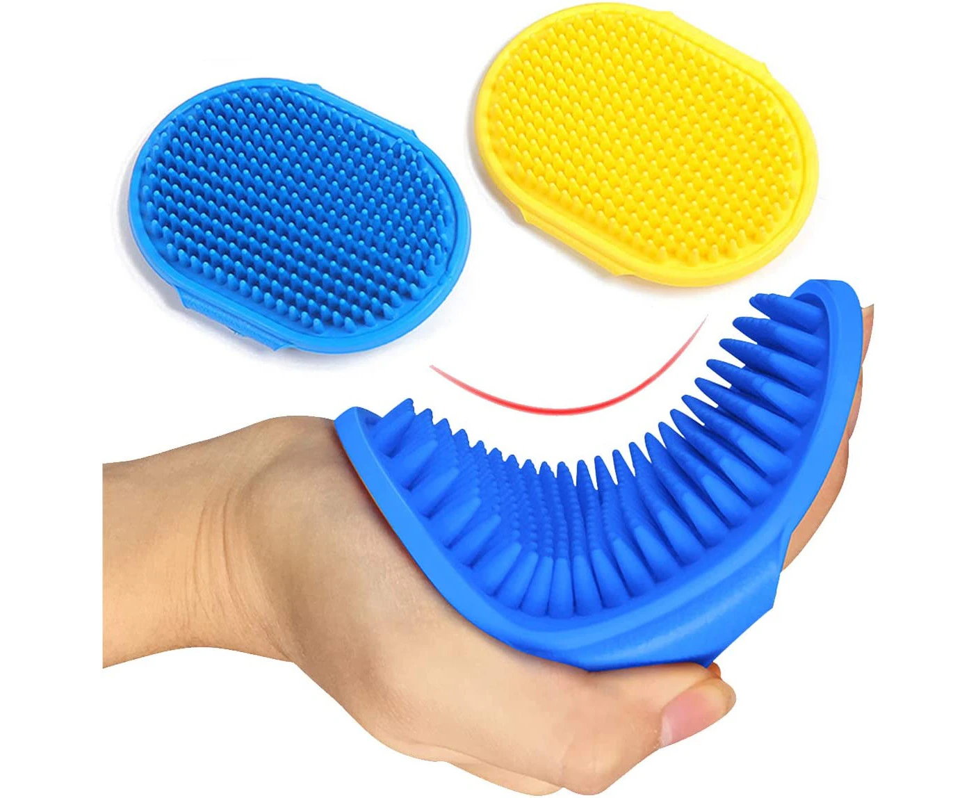 Kwispel 2 Pcs Dog Grooming Brush, Pet Shampoo Brush Dog Bath Grooming Shedding Brush Soothing Massage Rubber Comb with Adjustable Strap for Short Long Hair