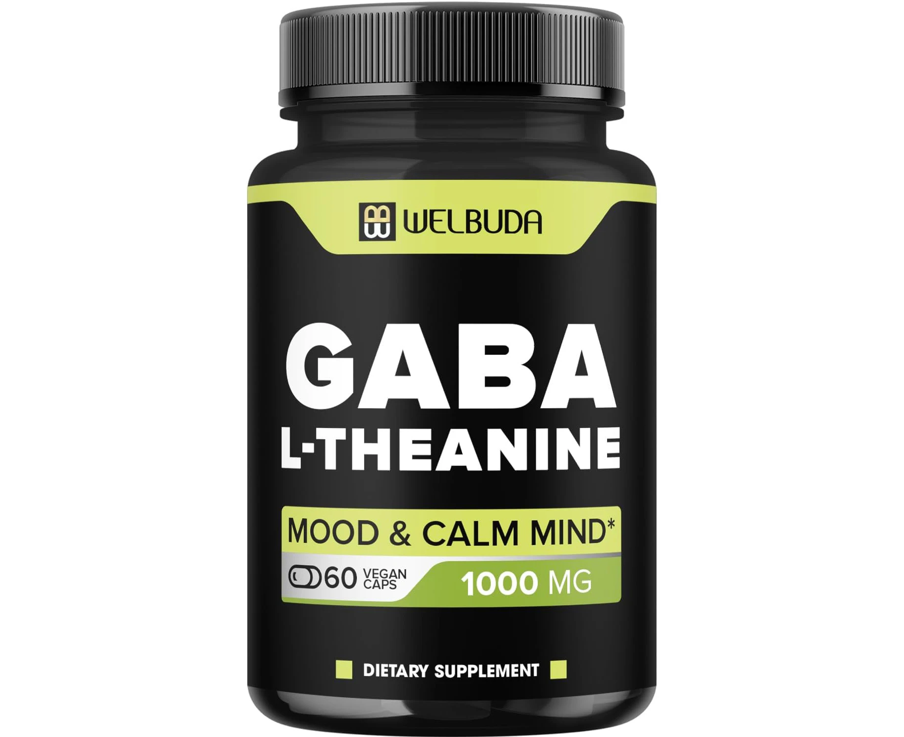 Gaba Supplement 1000mg with L-Theanine Extract - Support for Concentration, Brain Health, Immune System, Strength Production - Non-GMO, Gluten-Free - 60 Ca