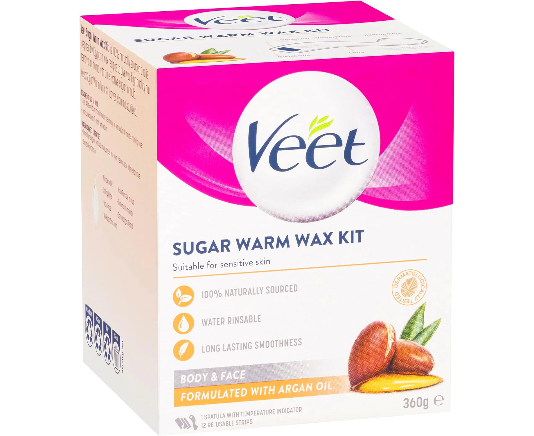 Veet Sugar Warm Wax Hair Removal Kit With Argan Oil 360g