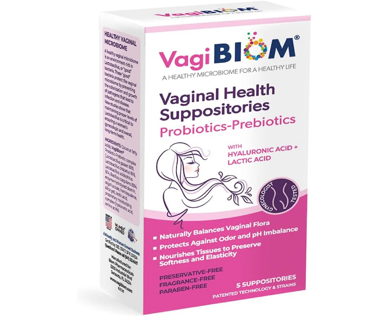 VagiBiom Lactobacillus Suppository: Microbiome Flora balance and Odor Control Regimen; Balance and Nourishes Healthy Flora; Paraben-Free Preservative-Free