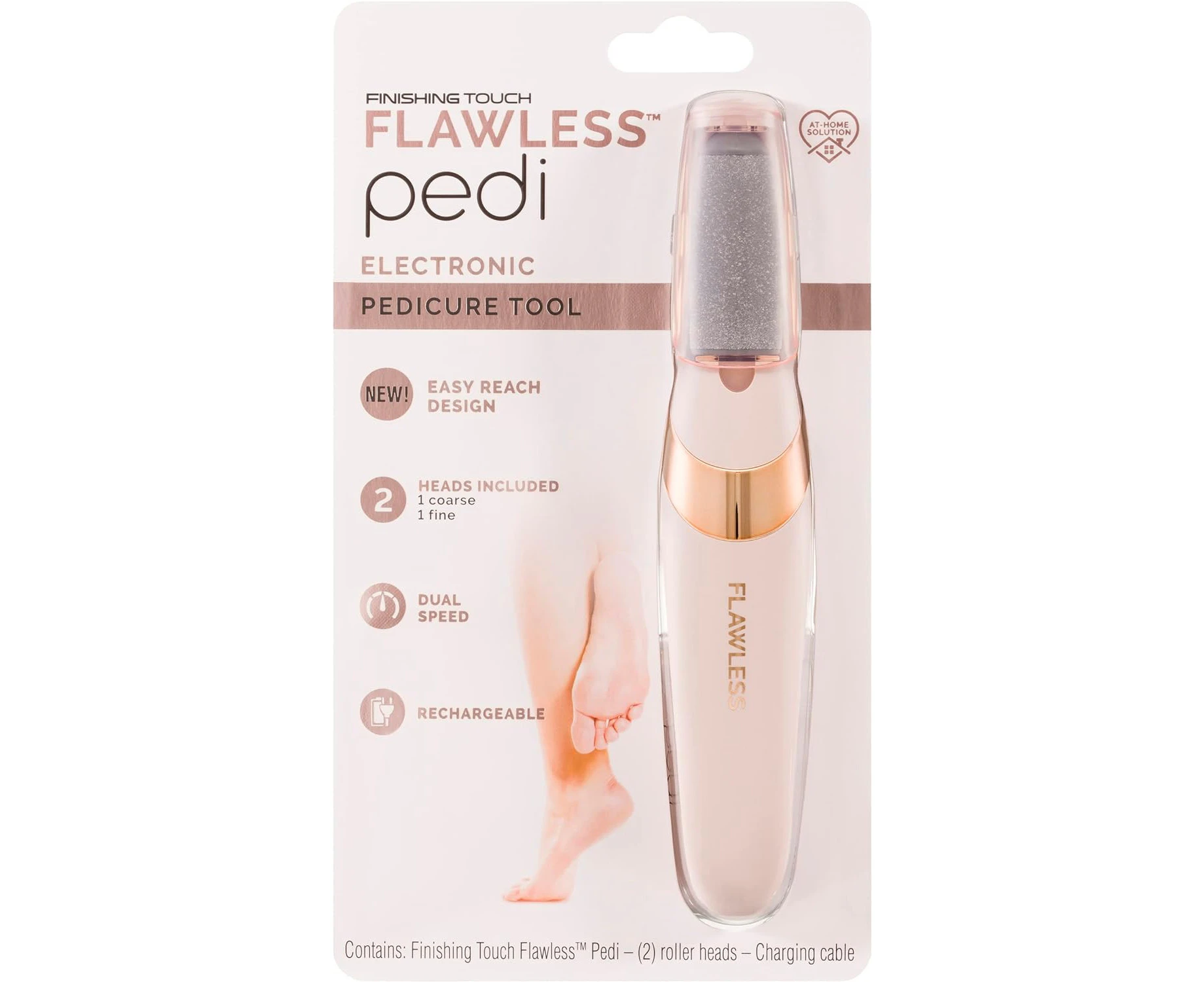 Finishing Touch Flawless Pedi Electronic Tool - Rechargeable & Cordless - Removes Tough Calluses & Cracked Dry Skin Safely - Easy To Use - Built-in LED Lig