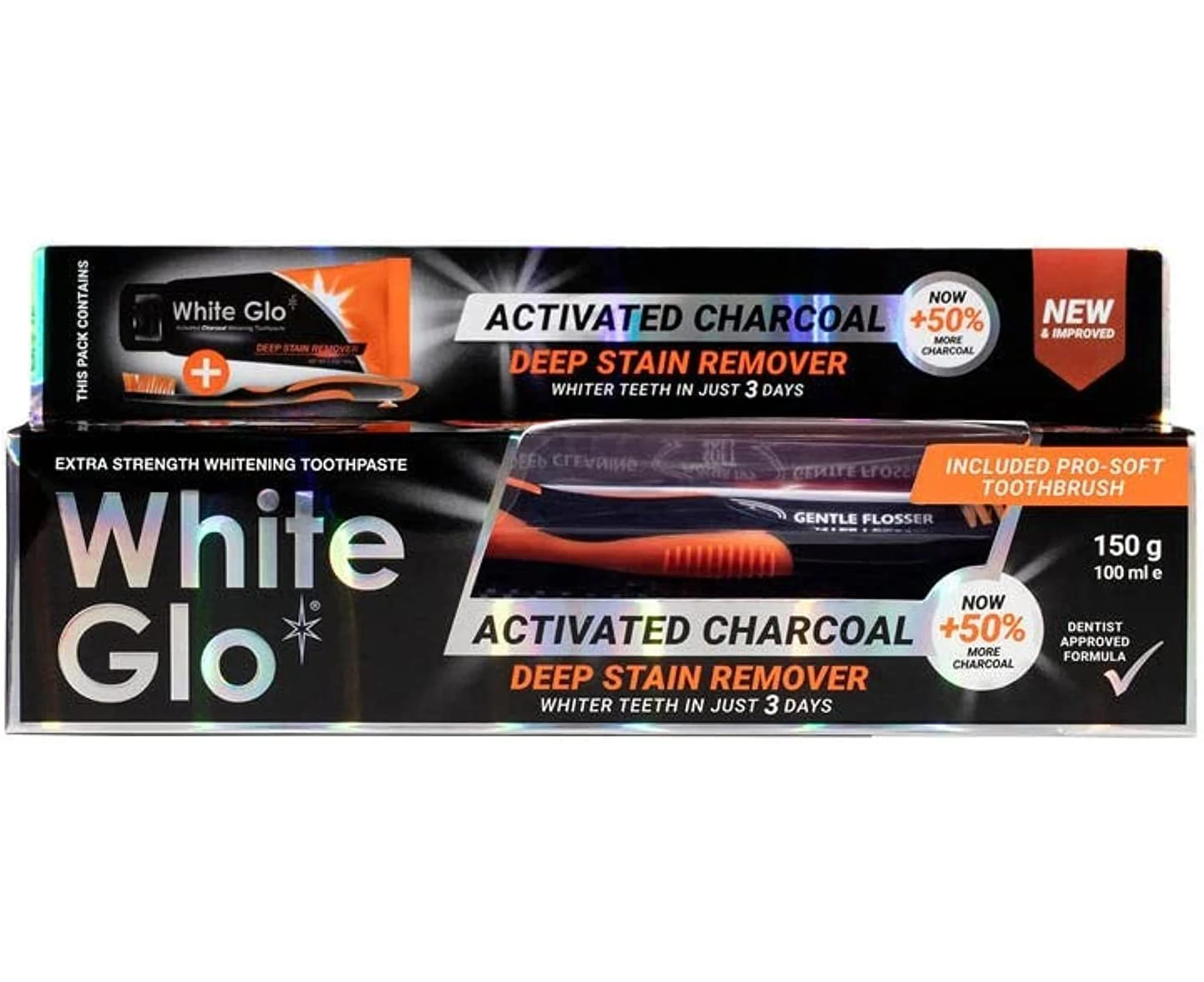 White Glo - Charcoal Deep Stain Remover Toothpaste 150g