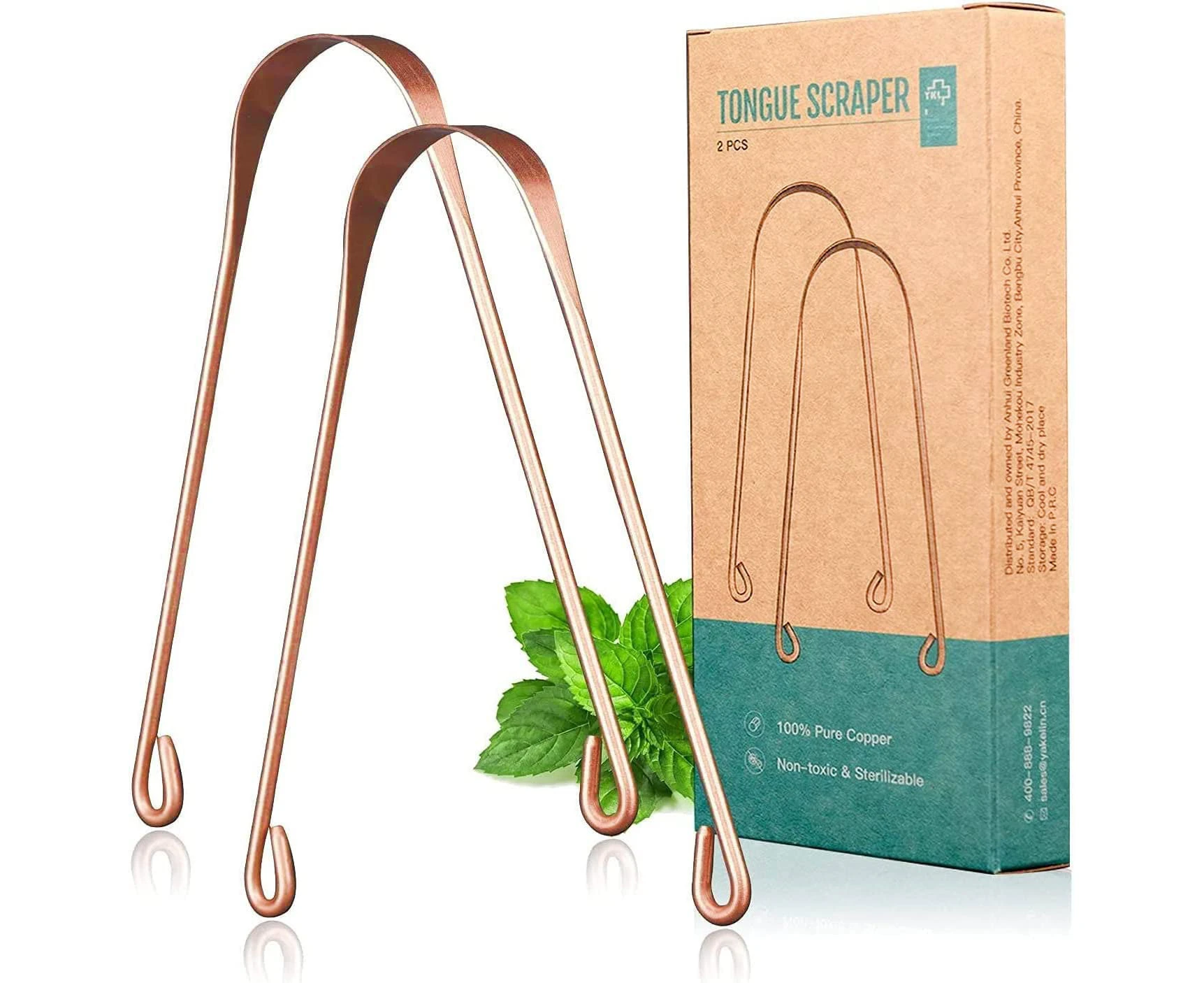 Copper Tongue Scraper Cleaner Metal Material 2 Pack, for Oral Care & Eliminates Bad Breath, Keep Your Mouth Healthy and Clean by Y-KELIN