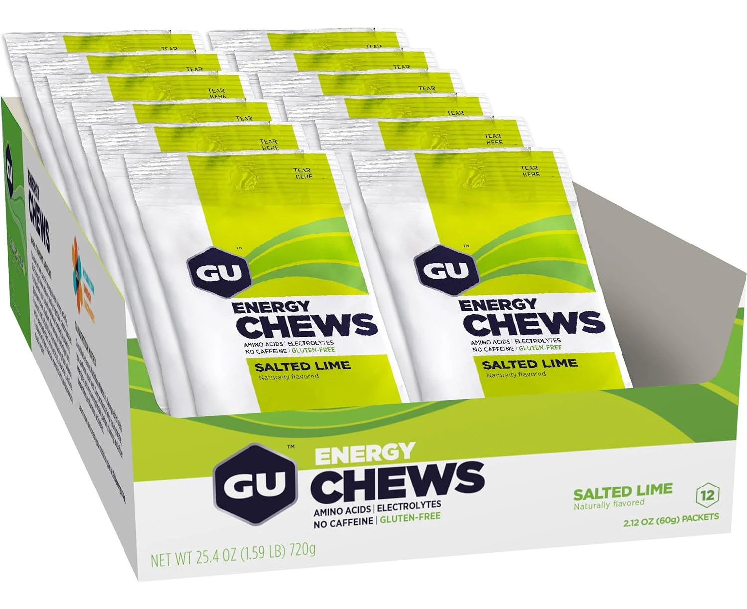 Gu Energy Salted Lime Chews 60 g, Pack of 12