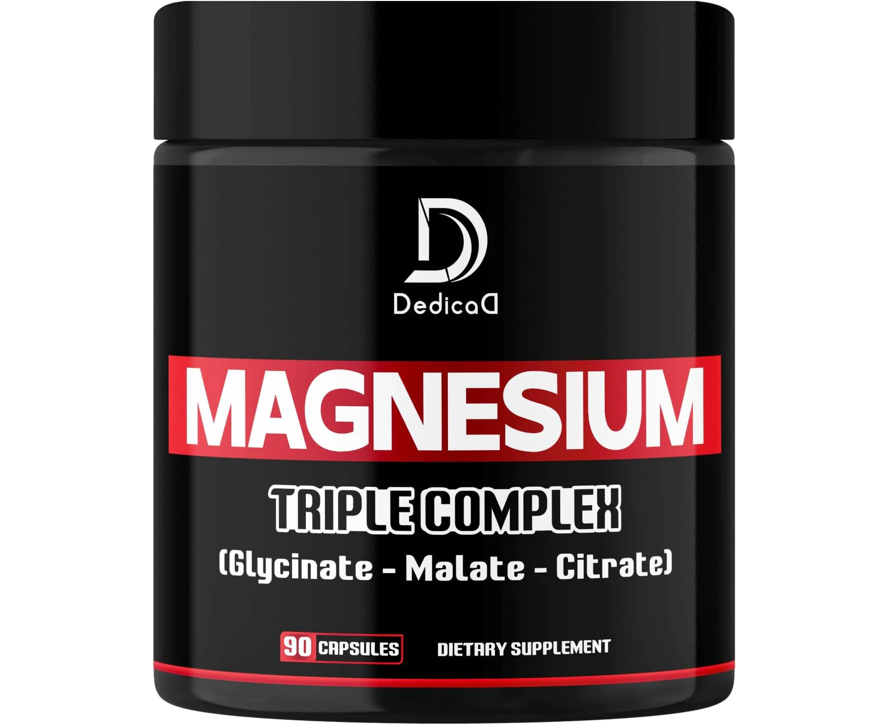 500mg Magnesium Glycinate Supplement (As Magnesium Glycinate, Malate, & Citrate) - 90 Capsules for Muscle Mass, Bone, Energy Production & Immune