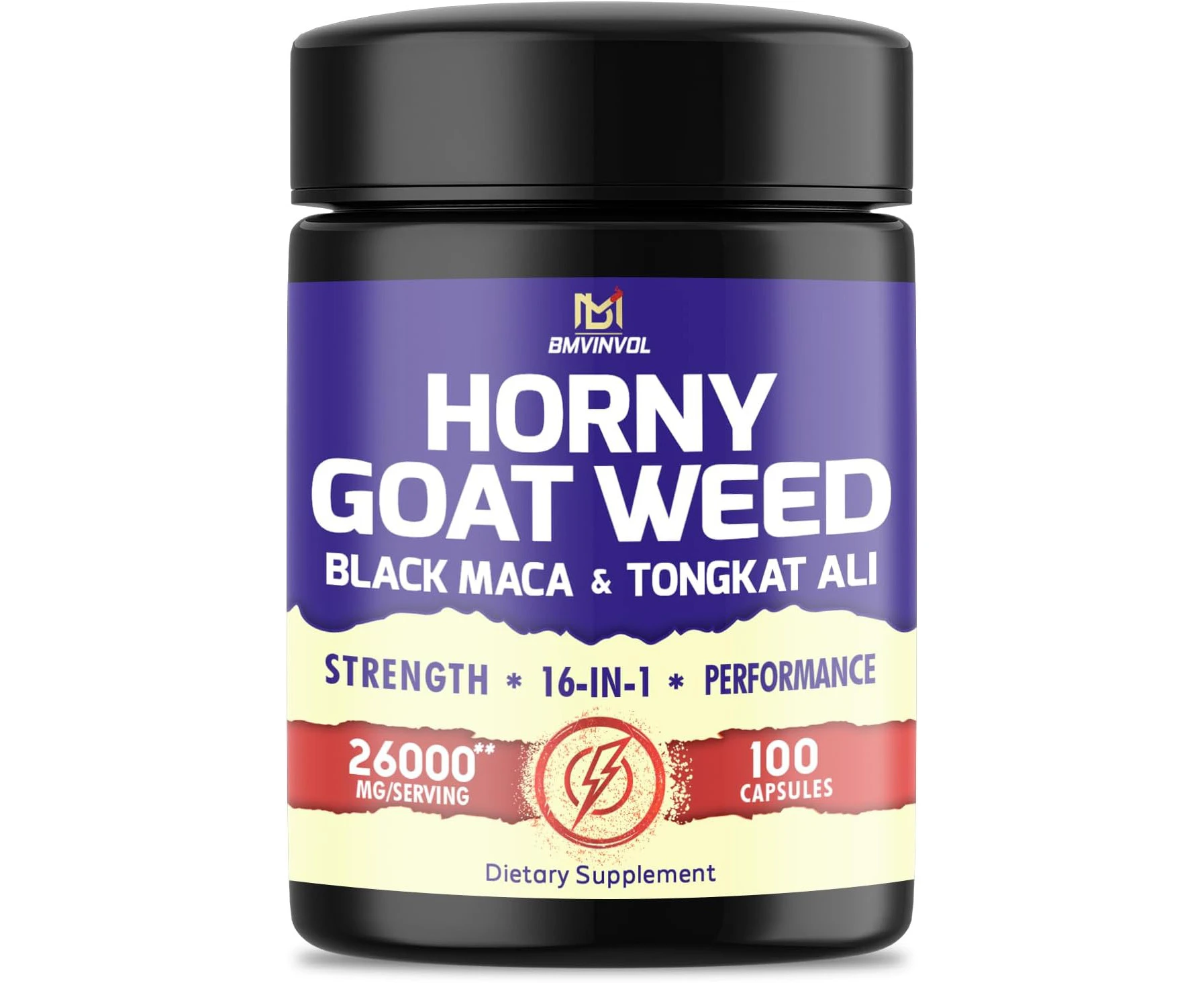 100 Capsules - Horny Goat Weed Supplement 26000mg with Black Maca, Tongkat Ali, Panax Ginseng, Ashwagandha & More - 16in1 Horny Goat Weed Capsules for Supp