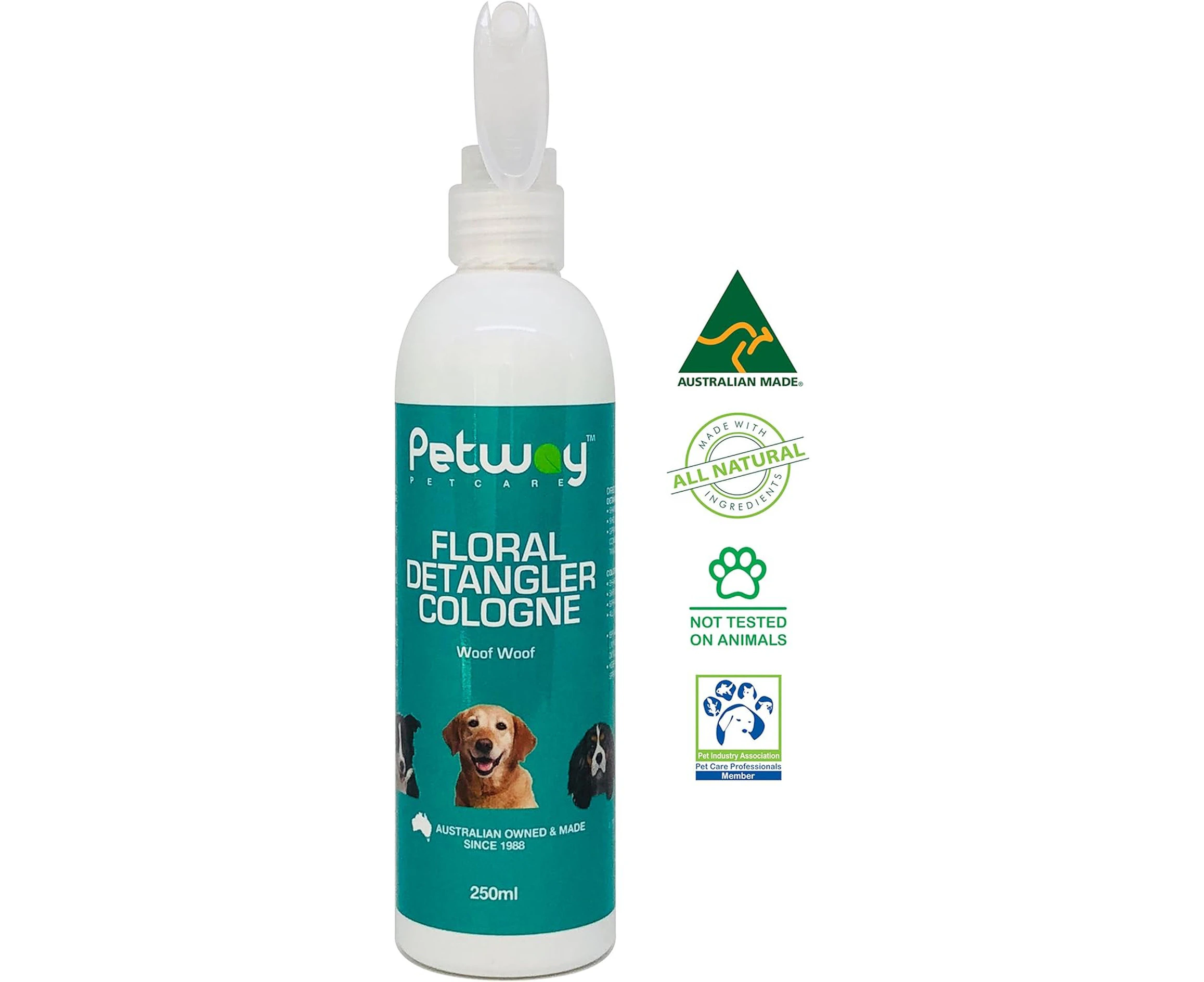 PETWAY Petcare Floral Detangler Cologne - Pet Cologne, Detangling and Dematting Spray with Deodorizing and Conditioning Qualities - Dog Grooming Detangler