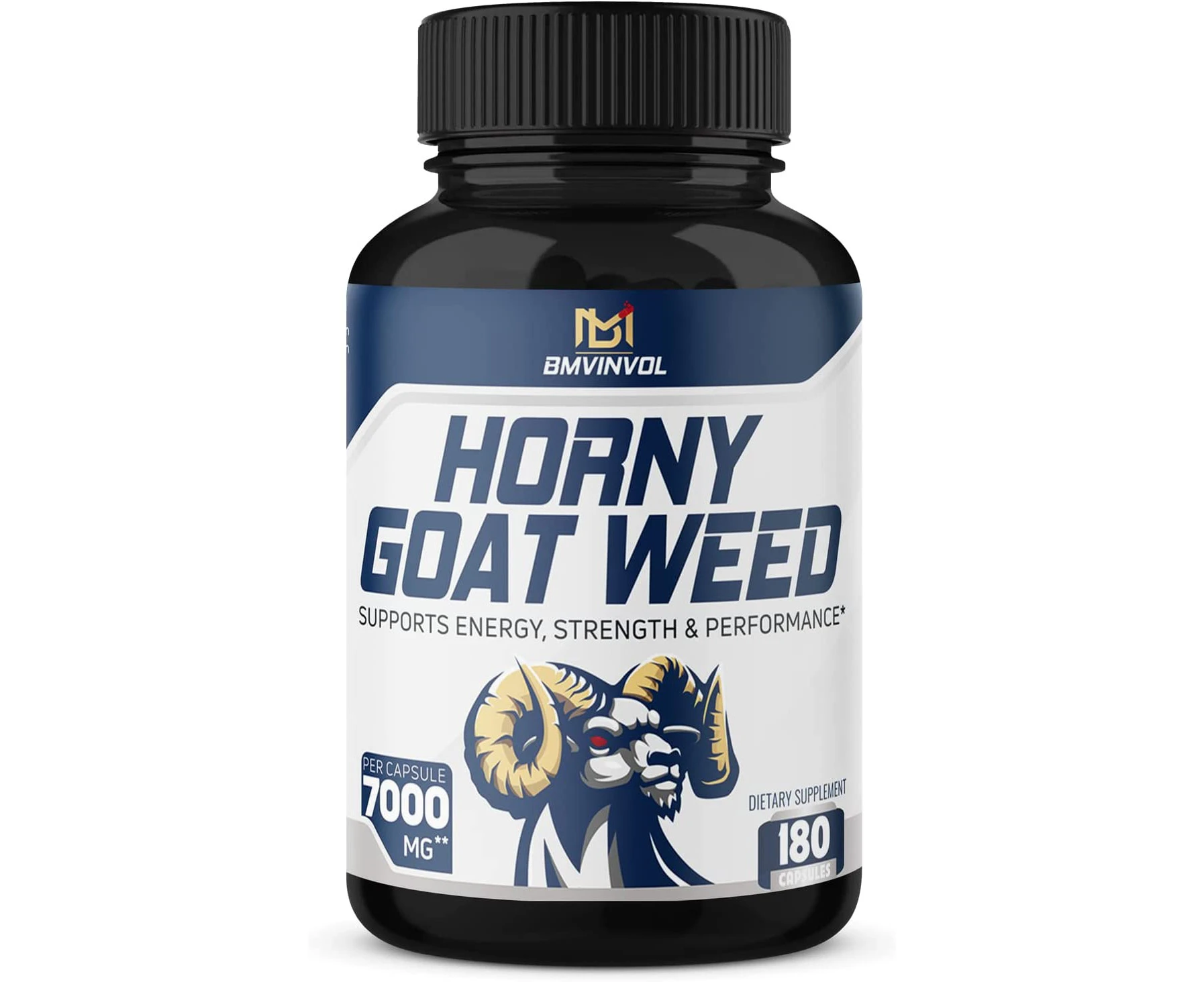 Horny Goat Weed Capsules - 180 Capsules - 7000mg Herbal Equivalent - Maca, Ginseng, Tribulus Terrestris, Ashwagandha - Performance and Energy Support - 6 M