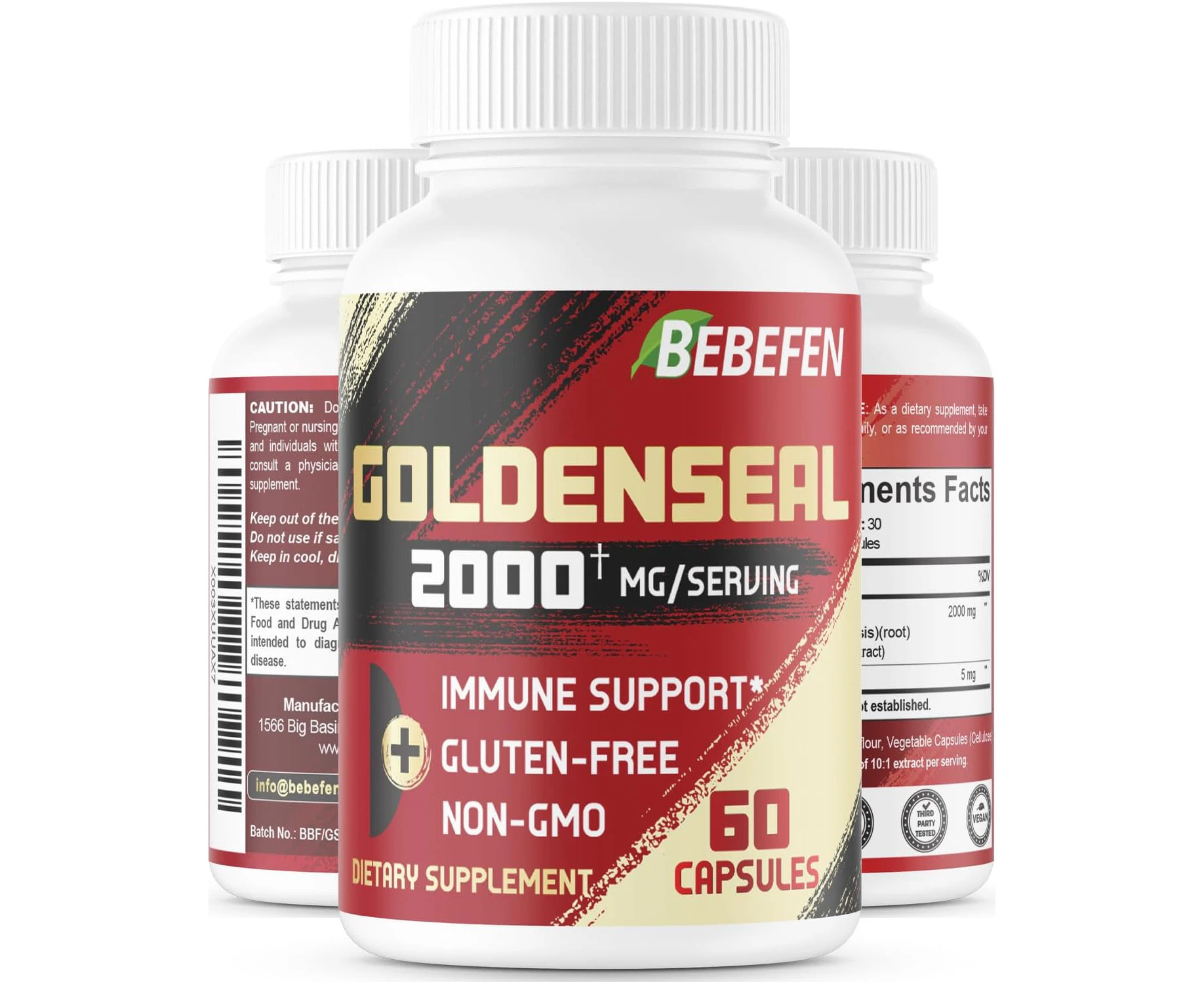 BEBEFEN Goldenseal Root Capsules 2000mg | Traditional Herb Supplement | Concentrated Extract | Vegetarian, Non-GMO