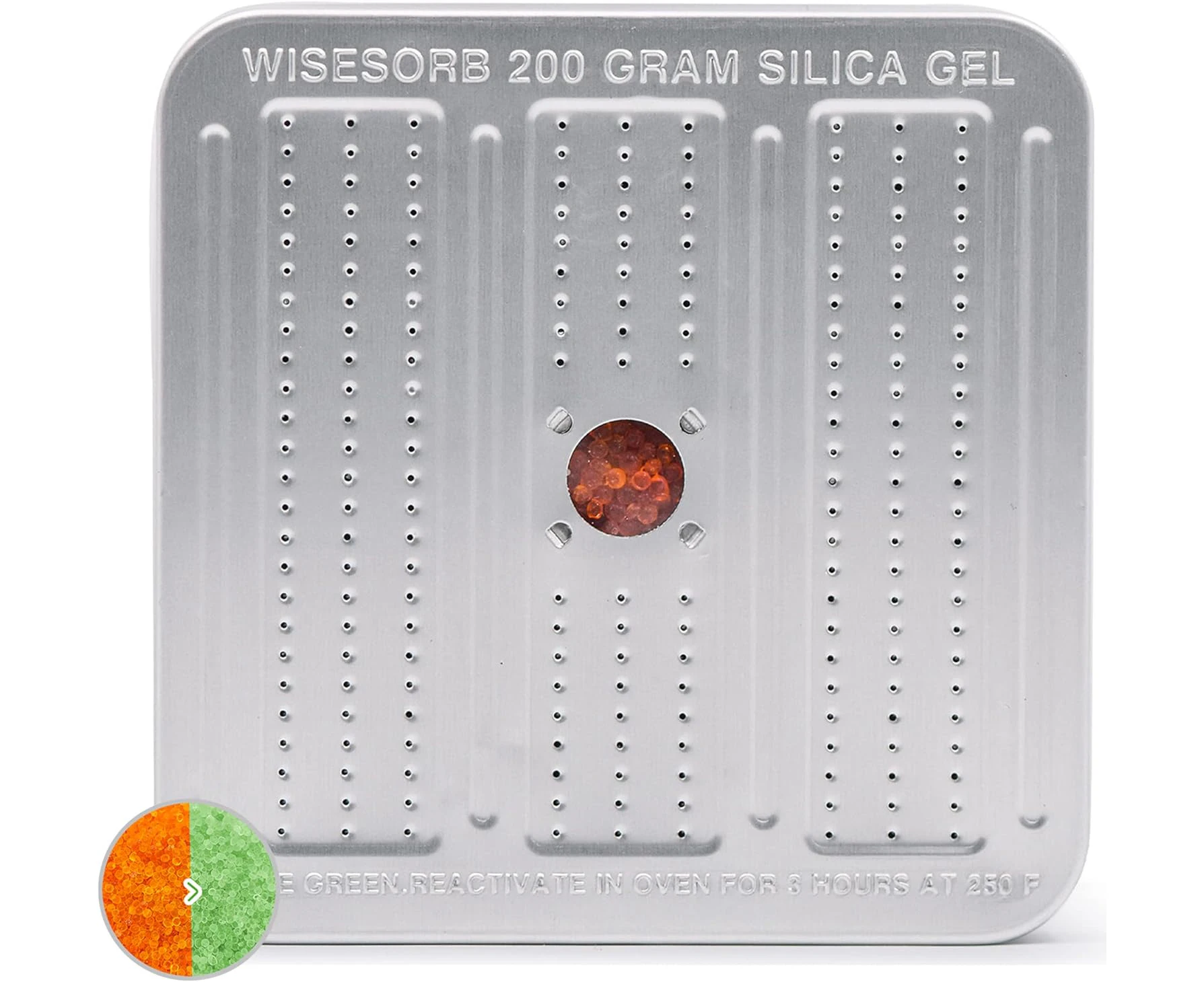 Wisesorb 200 Gram Gun Safe Dehumidifier, Reusable Silica Gel Dehumidifier, Indicating Silica Gel Desiccant Canister (Orange to Green)