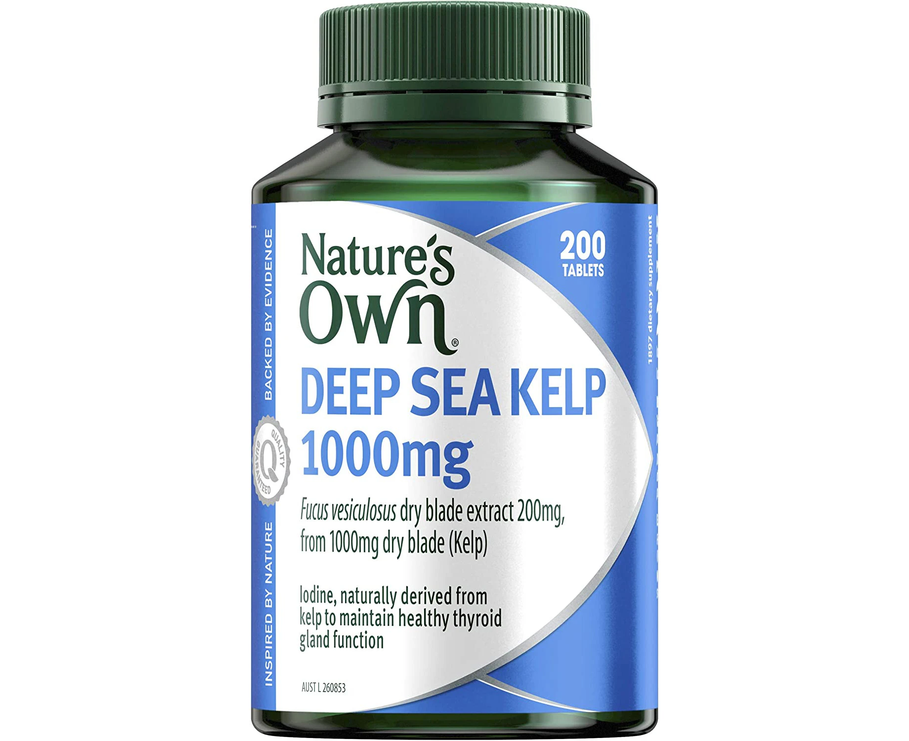 Nature's Own Deep Sea Kelp 1000mg Tablets 200 - Contains Iodine for Healthy Thyroid Gland Function & Aids Thyroid Hormone Production - Supports Energy, and