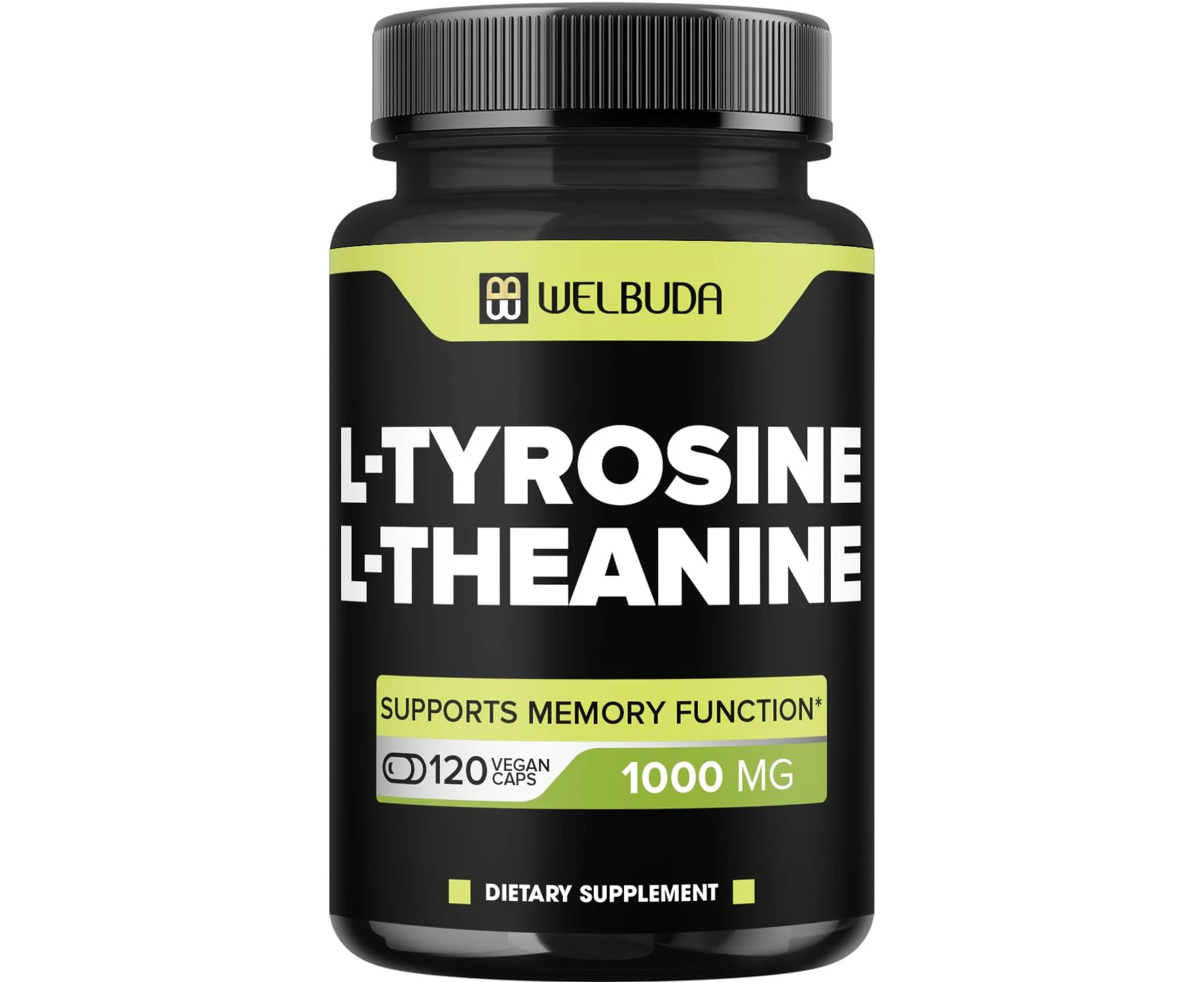 L-Tyrosine Supplement Capsules with L-Theanine 1000mg - 120 Capsules for 2 Months - Support for Relaxed Mood, Concentration & Strength Production