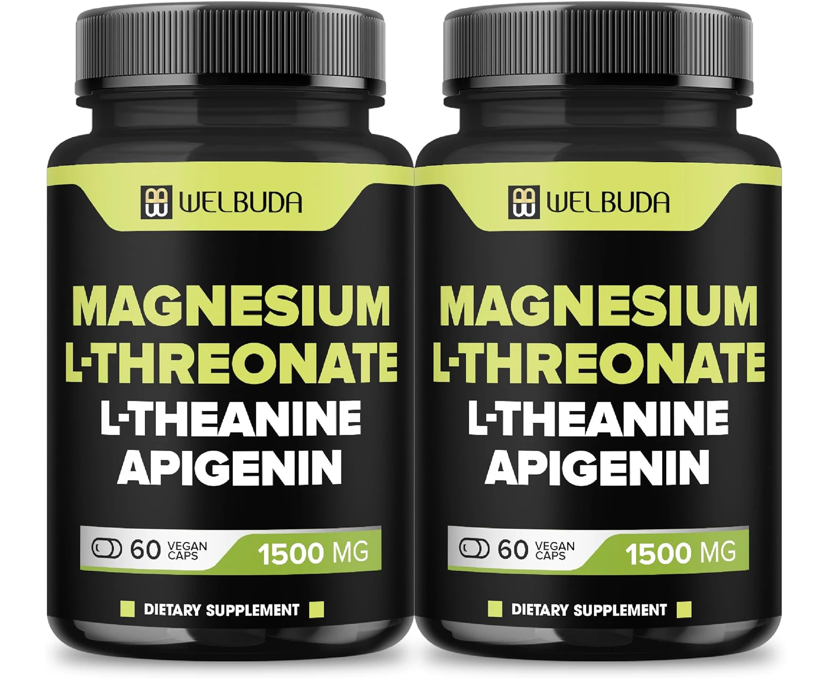 2 Packs_60 Capsules - Magnesium L-Threonate with L-Theanine & Apigenin - 1500mg Magnesium Supplement - Support for Immune System, Bone Health & More