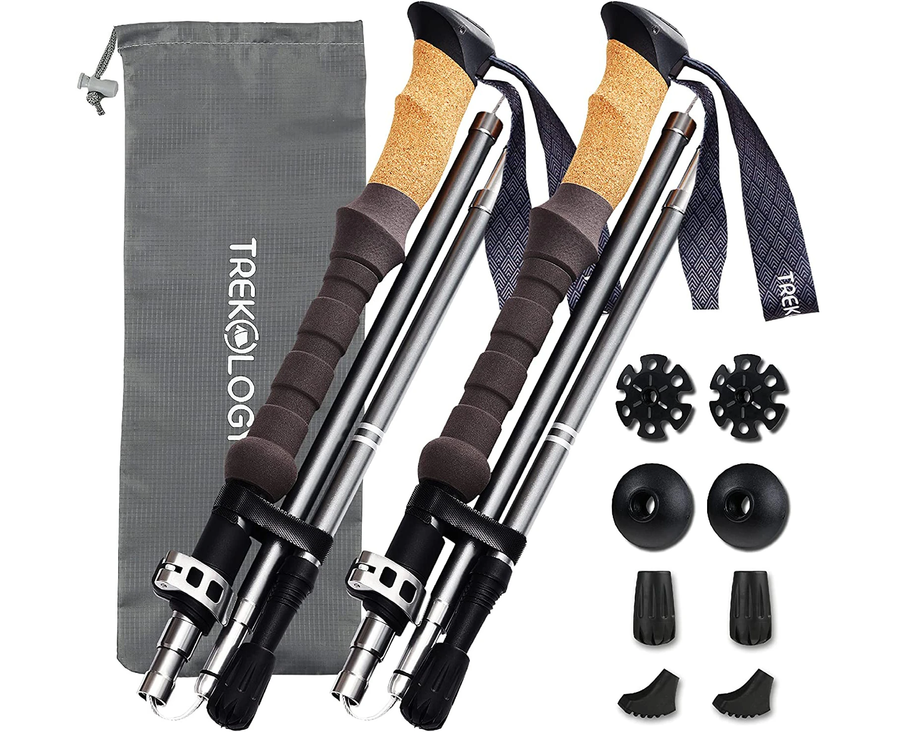 TREKOLOGY Trekking Poles, Hiking Poles, Trekking Poles for Hiking, Nordic Walking Poles, TREK Z-Cork Collapsible Walking Stick, Trekking Poles Kids, Foldin