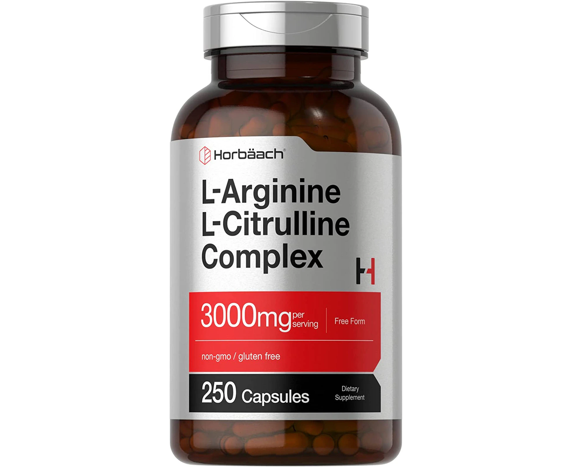 Horbäach L-Arginine L-Citrulline Complex | 3000mg | 250 Capsules | Non-GMO, Gluten Free Supplement | by Horbaach, 0.305 kilograms